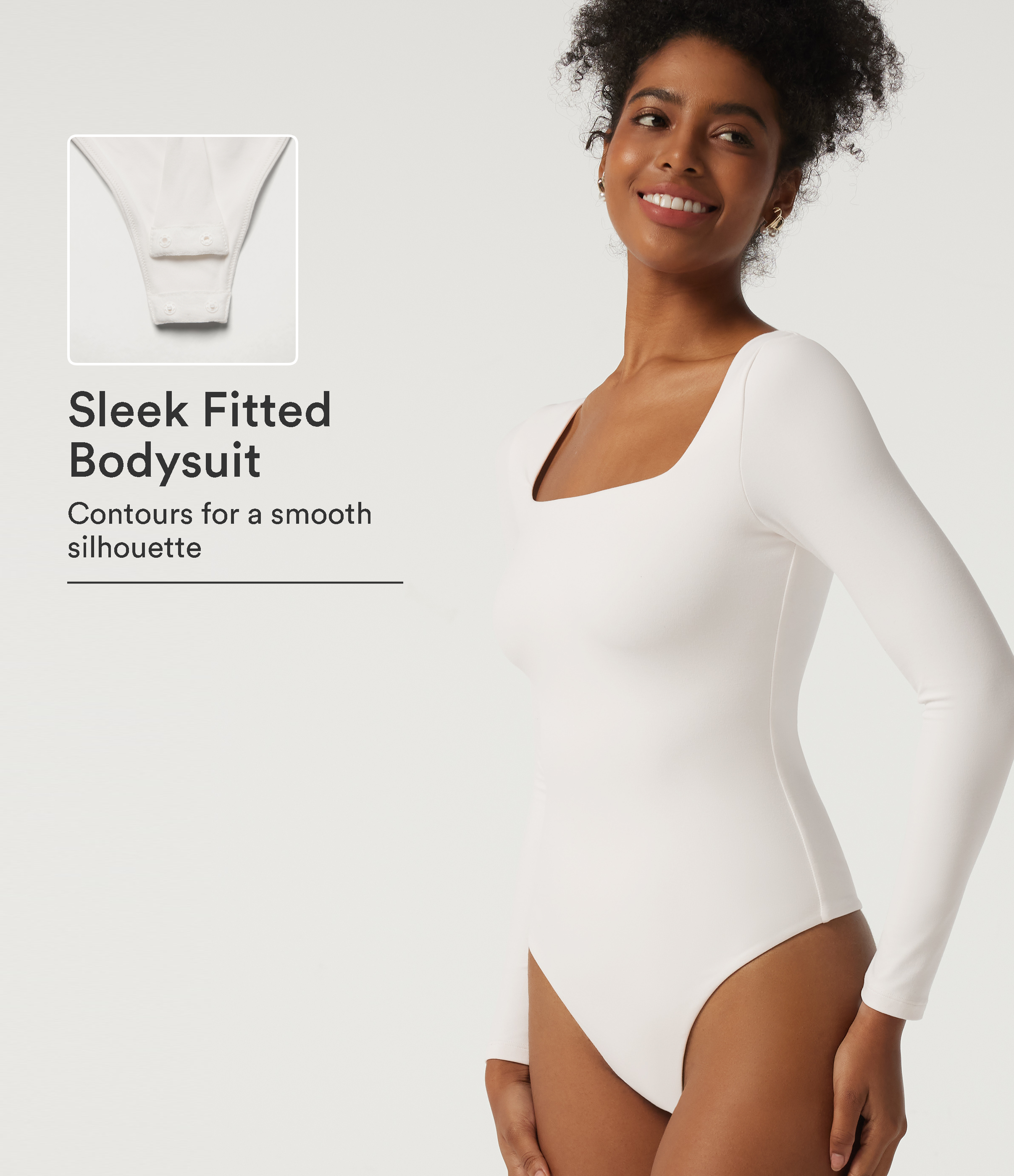 SoftlyZero™ Square Neck Long Sleeve Casual Bodysuit