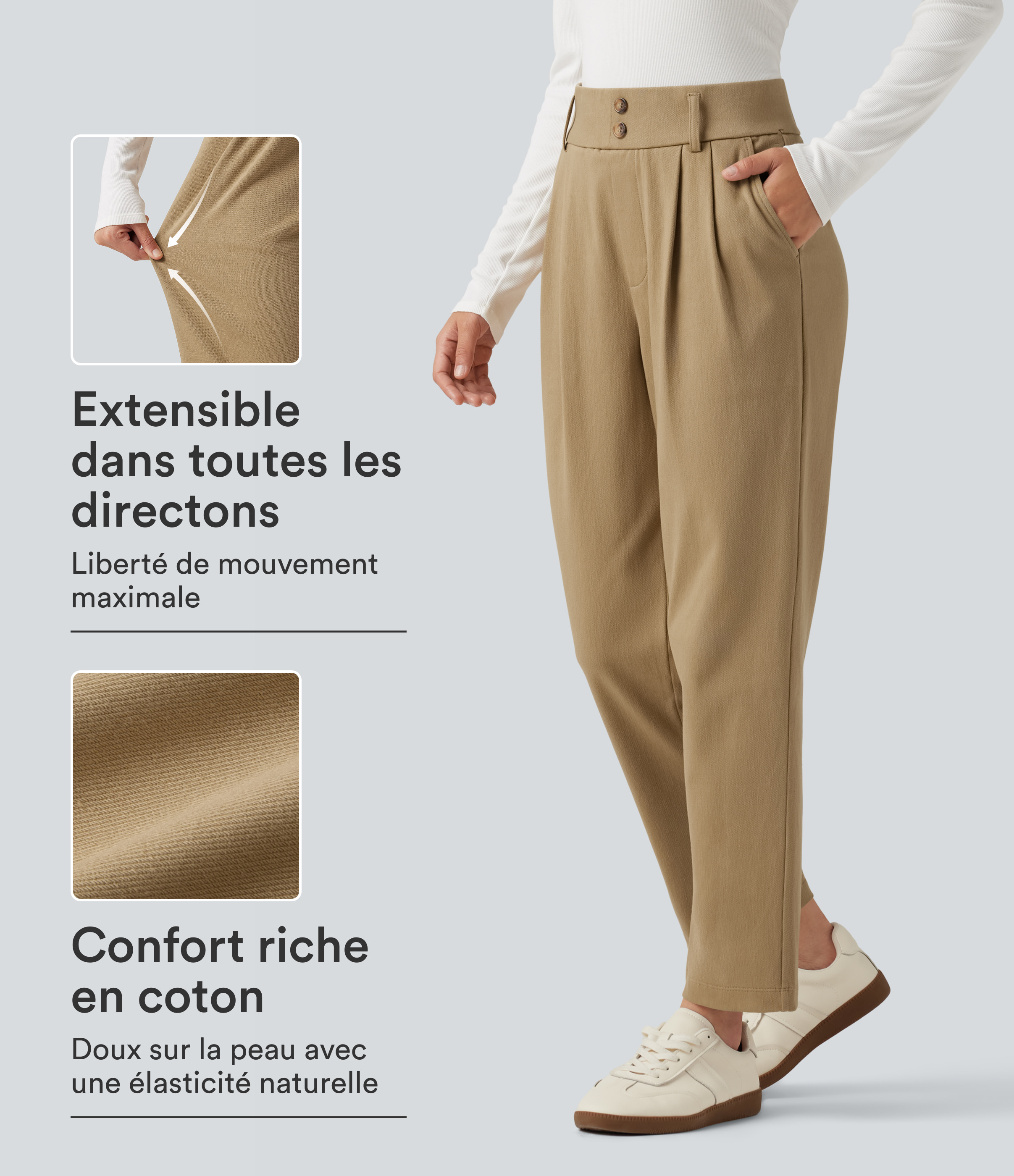 Starfish Pantalon fuselé taille haute en coton avec poches / 1