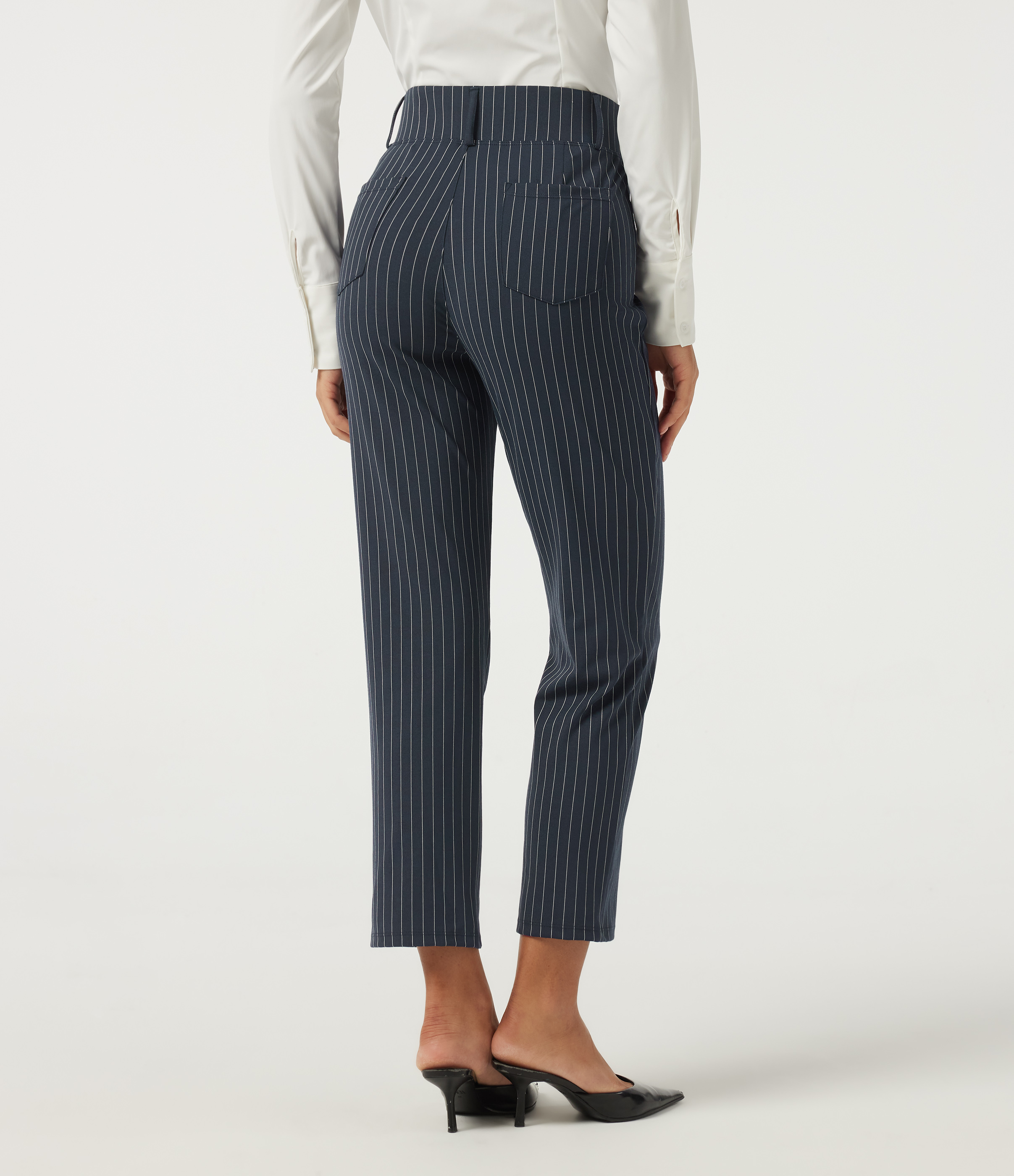Navy Pinstripe Halara Flex™ High Waisted Tapered Stripe Work Pants with Pockets / 2