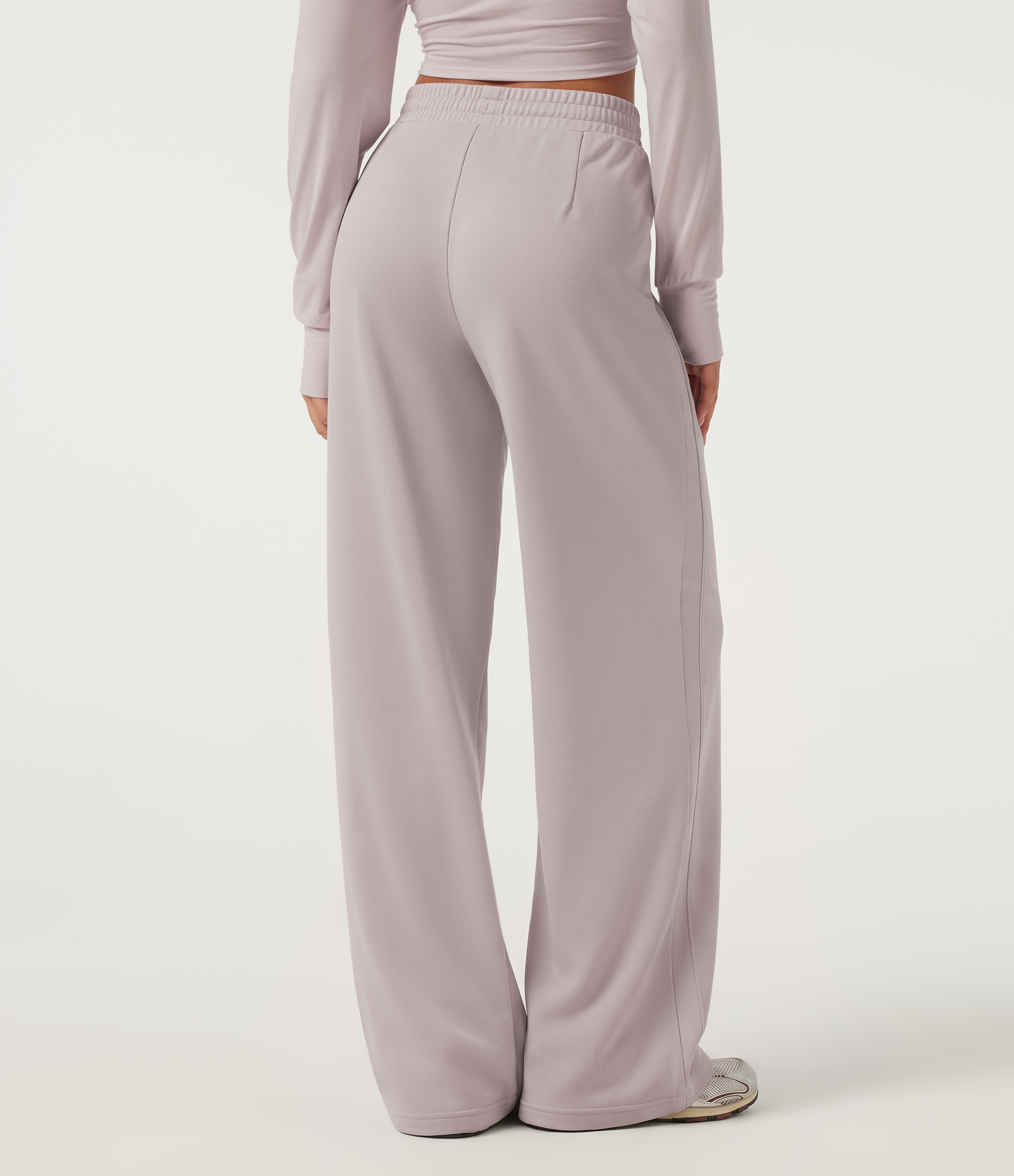 Porcelain Pink Low Rise Drawstring Wide Leg Casual Sweatpants with Pockets / 2