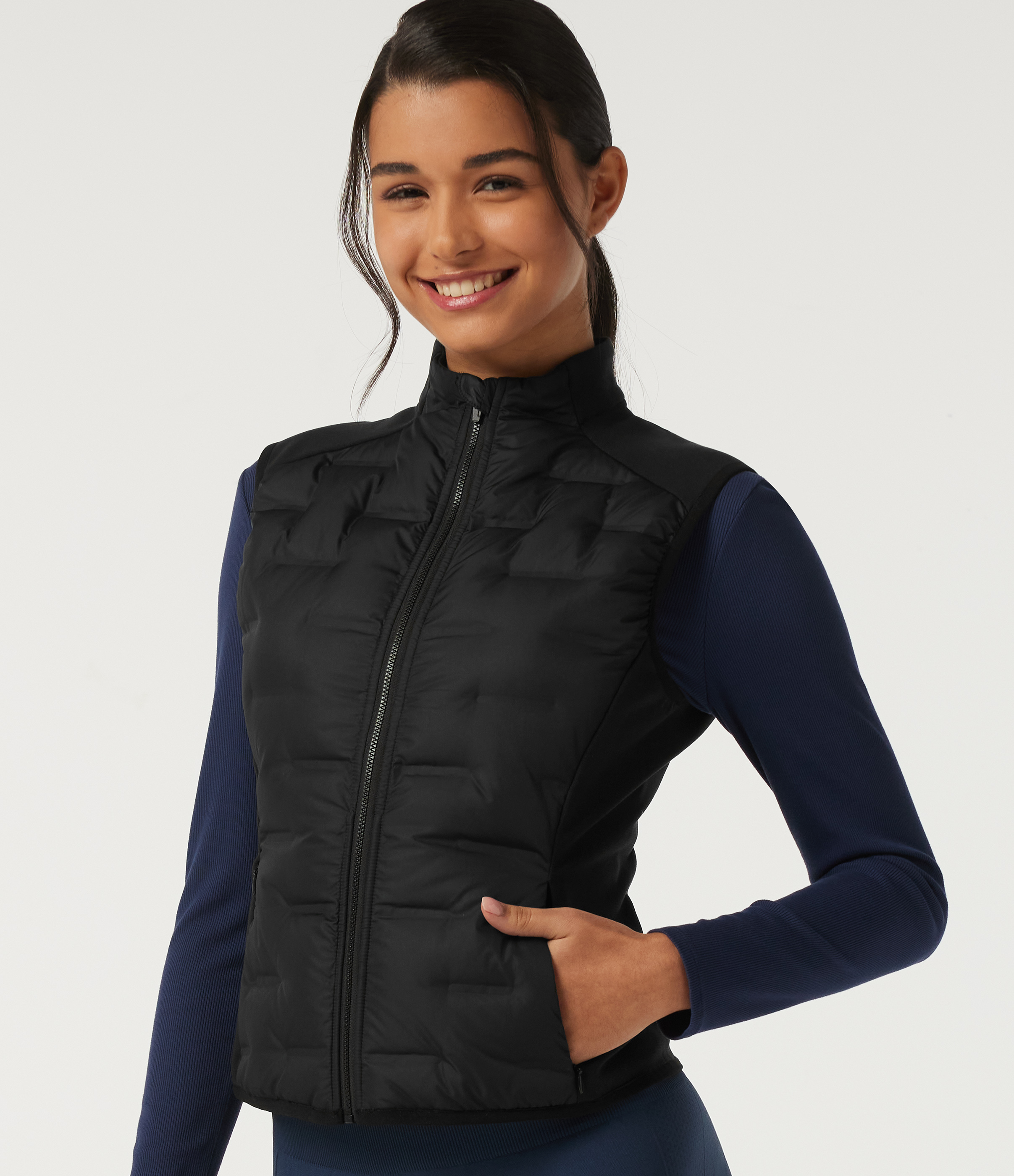 High Neck Sleeveless Quilted Casual Down Vest with Pockets