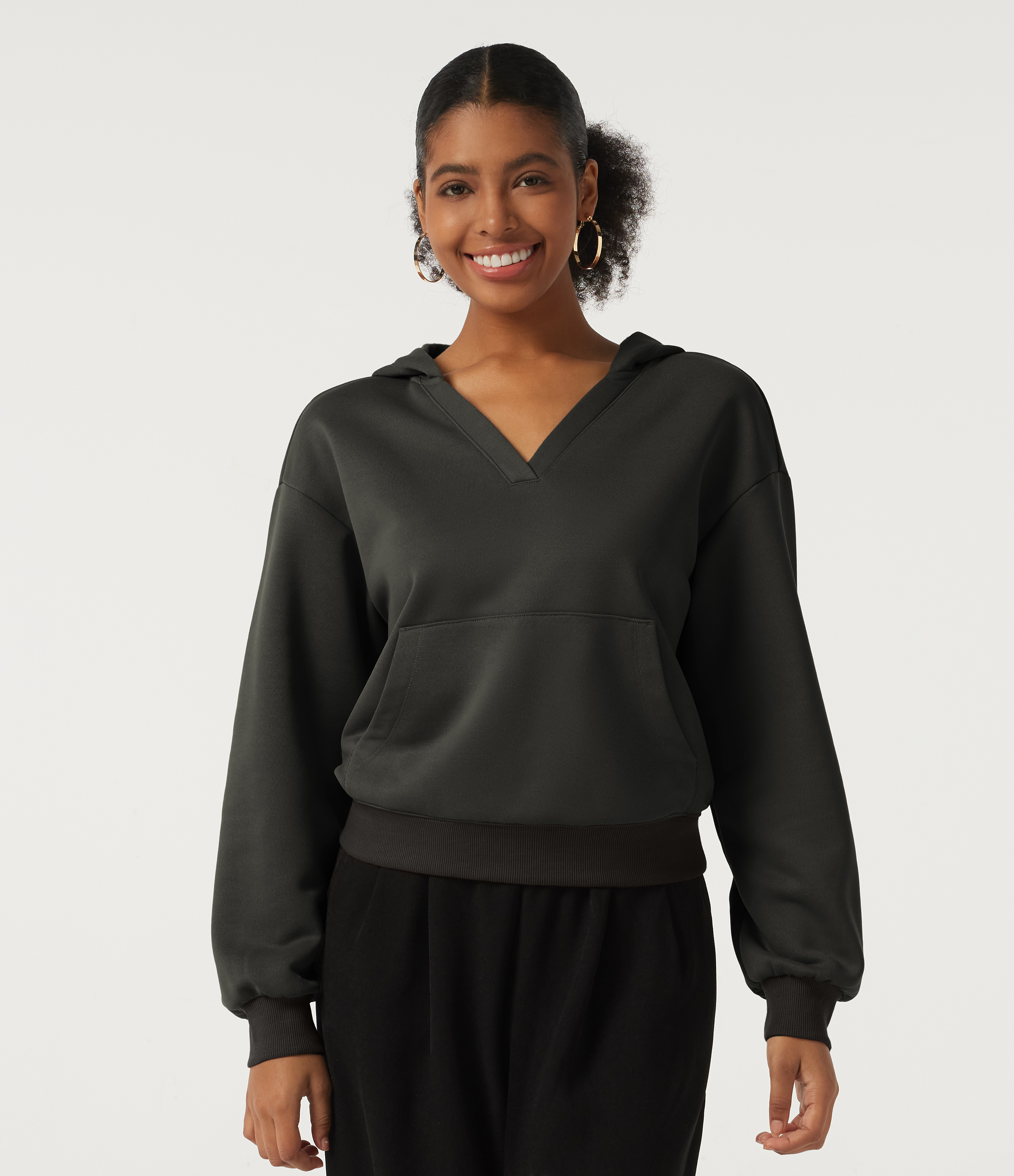 Hooded Long Sleeve Fleece Casual Sweatshirt with Pocket