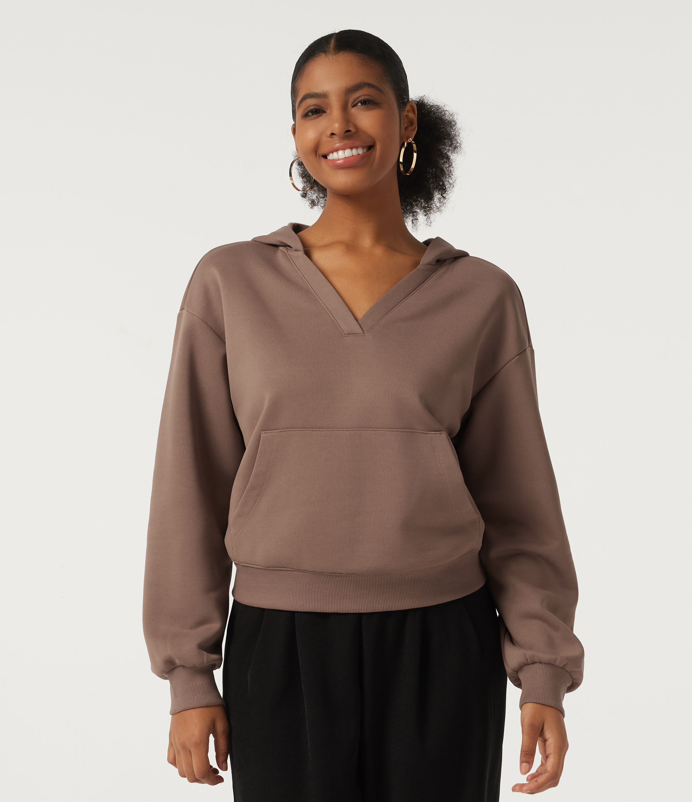 Hooded Long Sleeve Fleece Casual Sweatshirt with Pocket