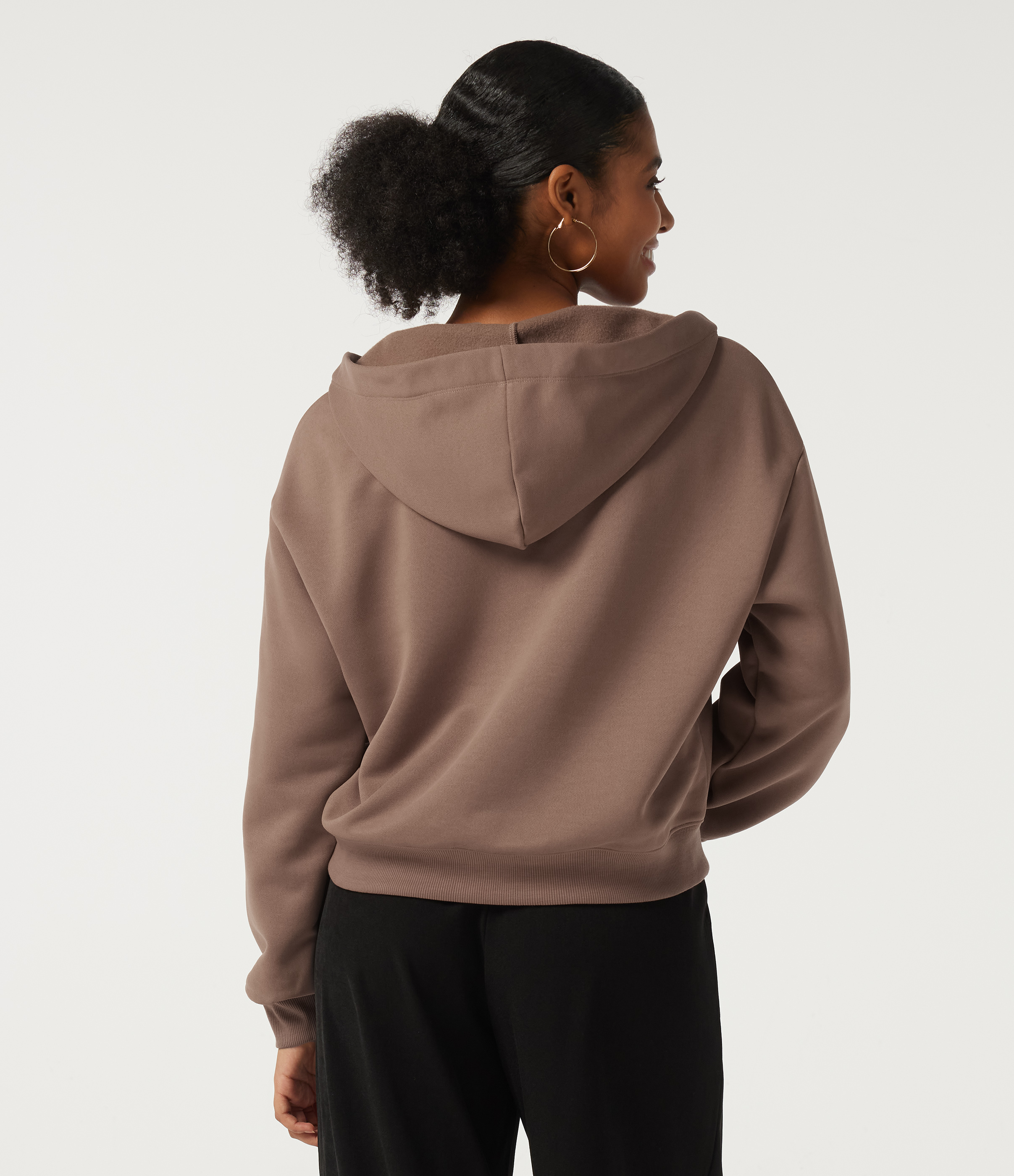 Mocha Mousse Sweat en polaire à capuche manches longues avec poche / 2