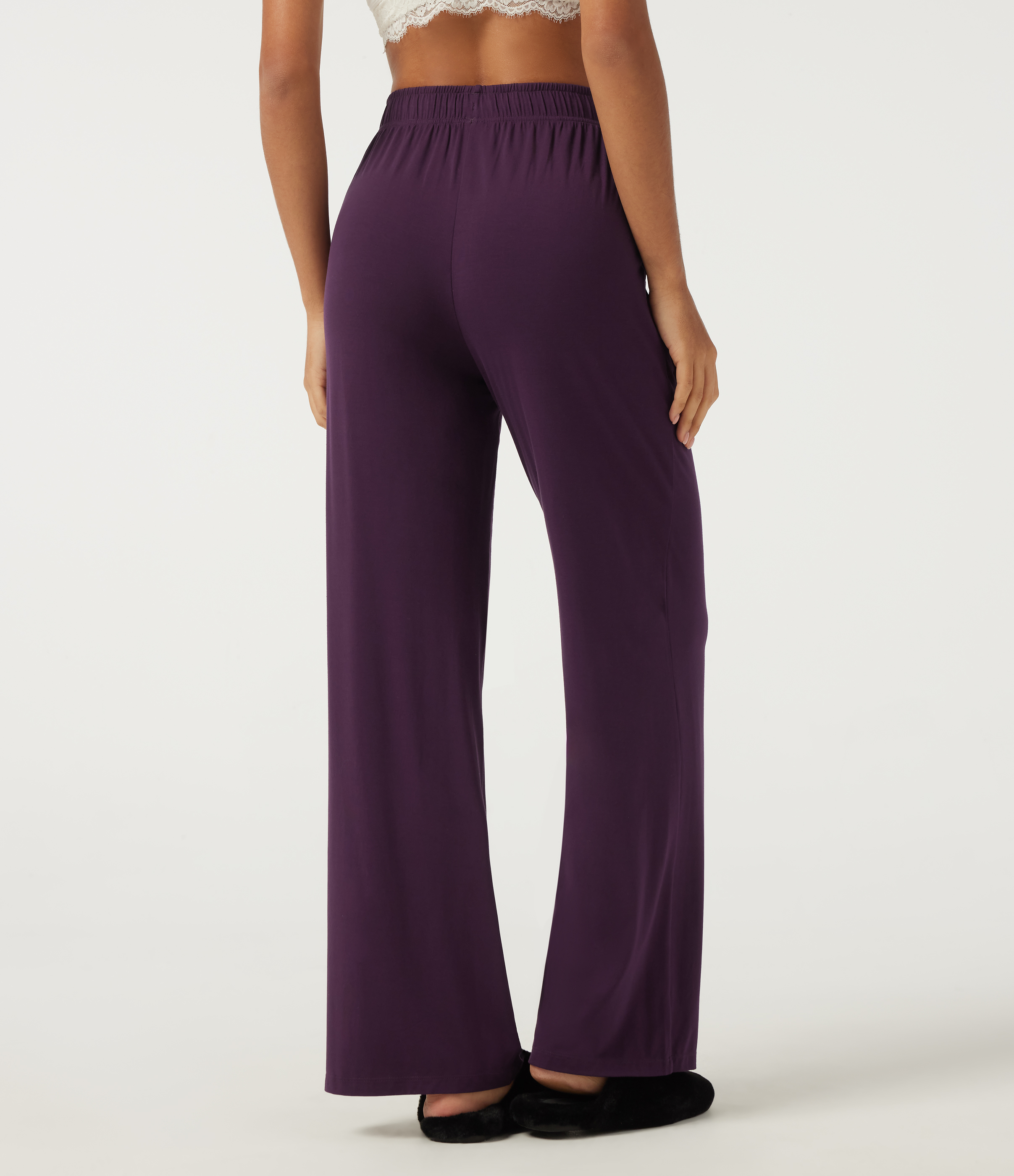 Potent Purple High Waisted Drawstring Straight Leg Casual Sweatpants with Pockets / 2