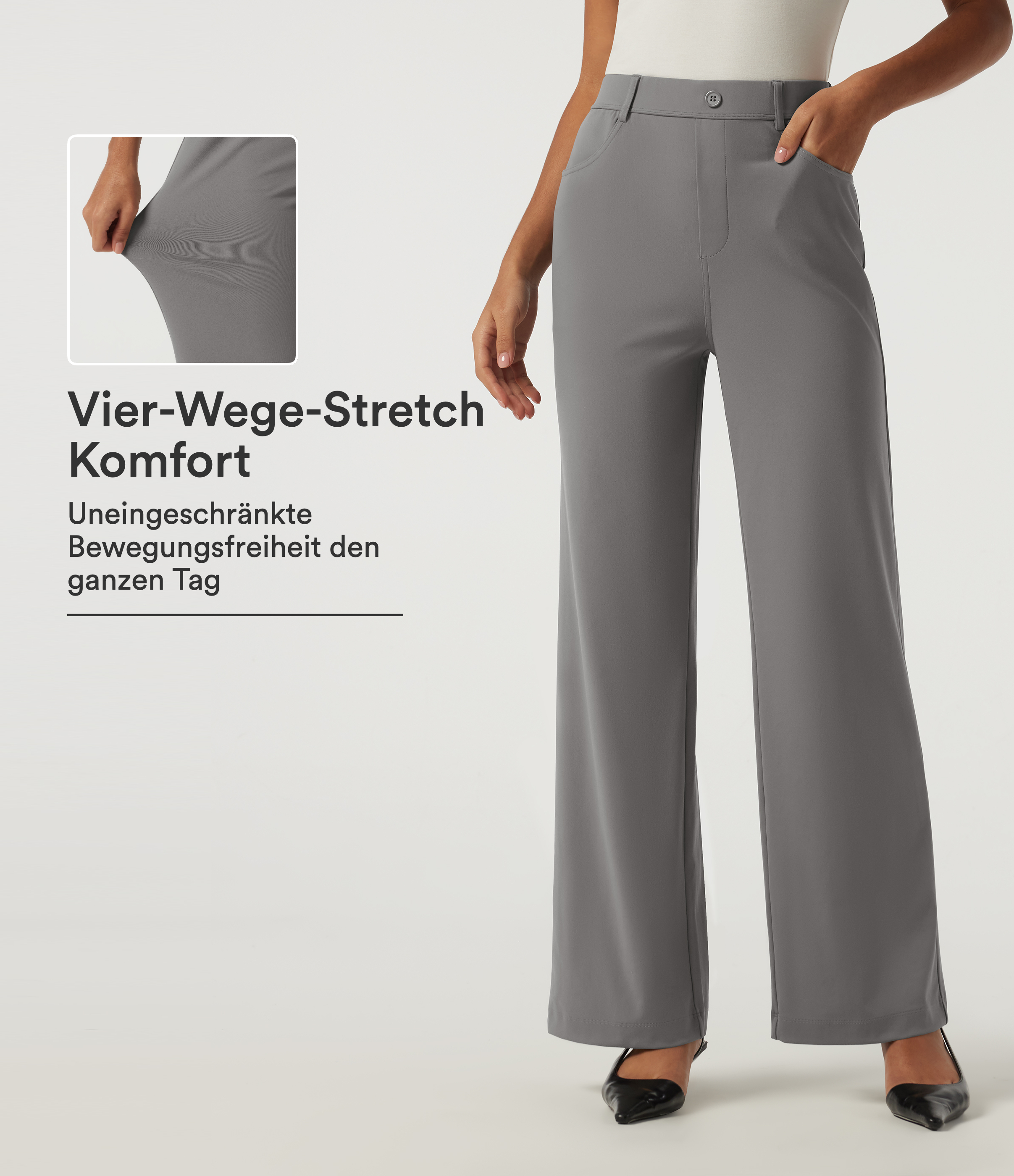 Silent Storm Halara DayStretch™ - Bürohose mit hohem Bund, Seitentaschen und geradem Bein / 1