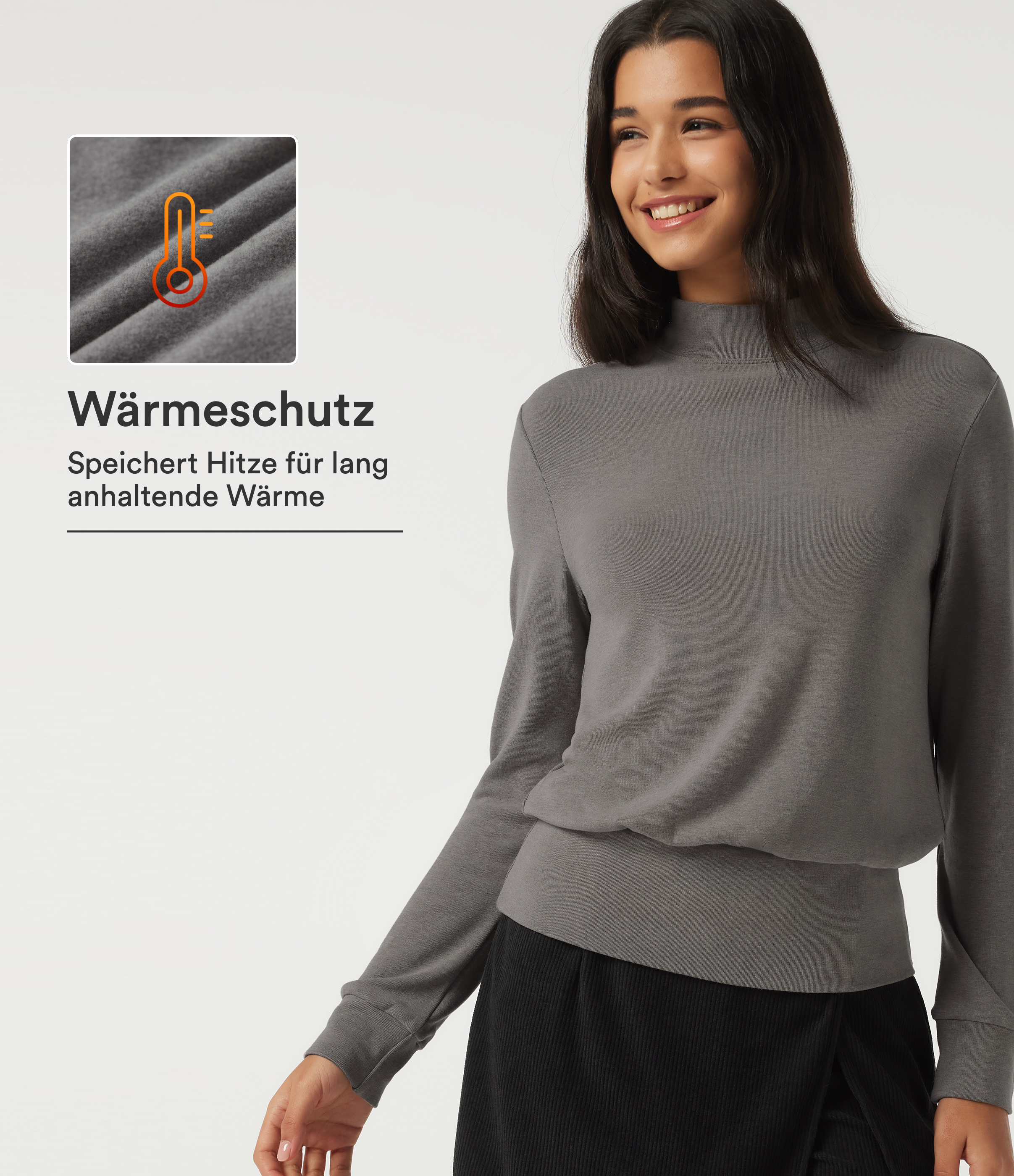 Lässiges Top mit Stehkragen und langen Ärmeln