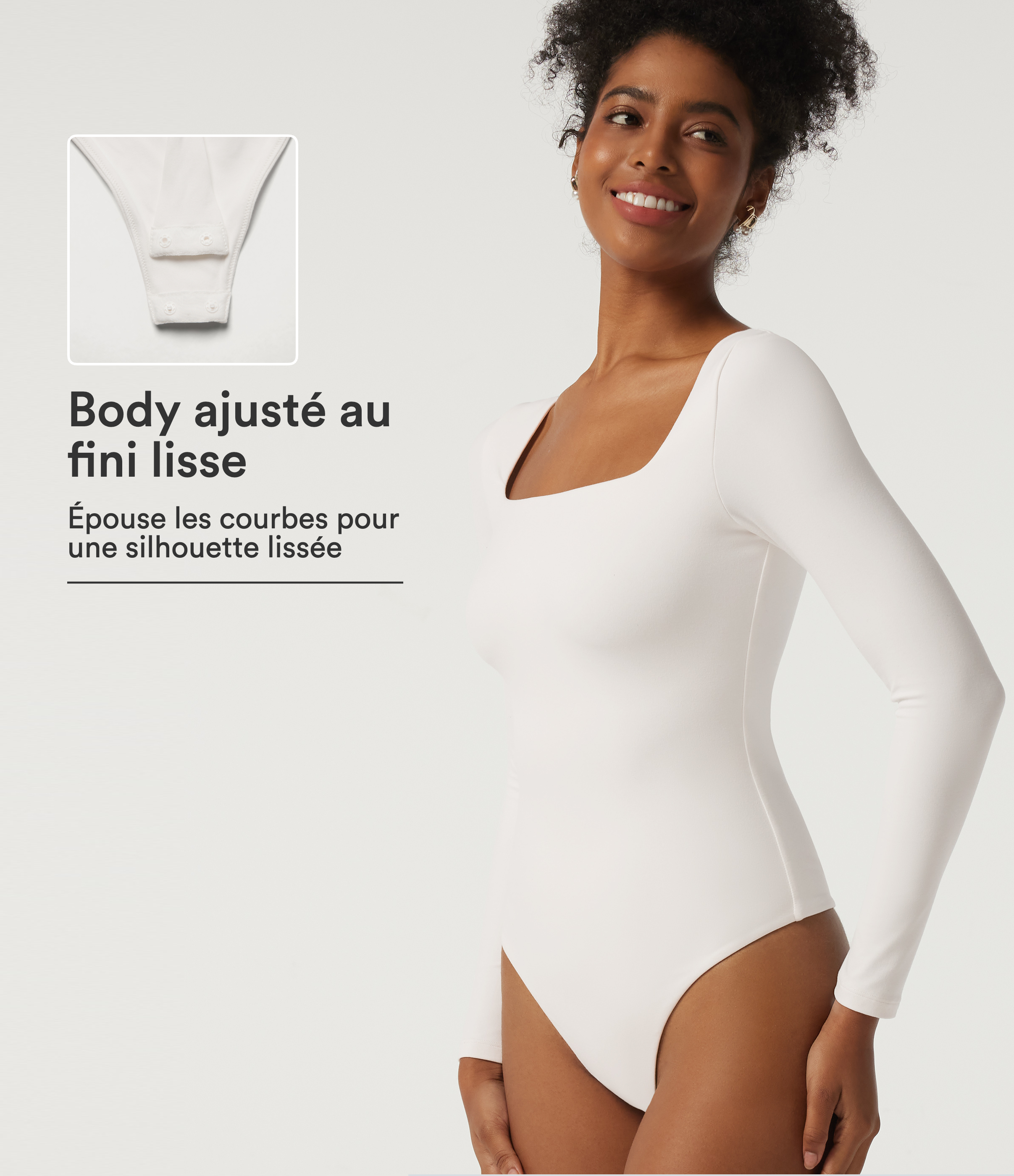Body SoftlyZero™ à col carré manches longues