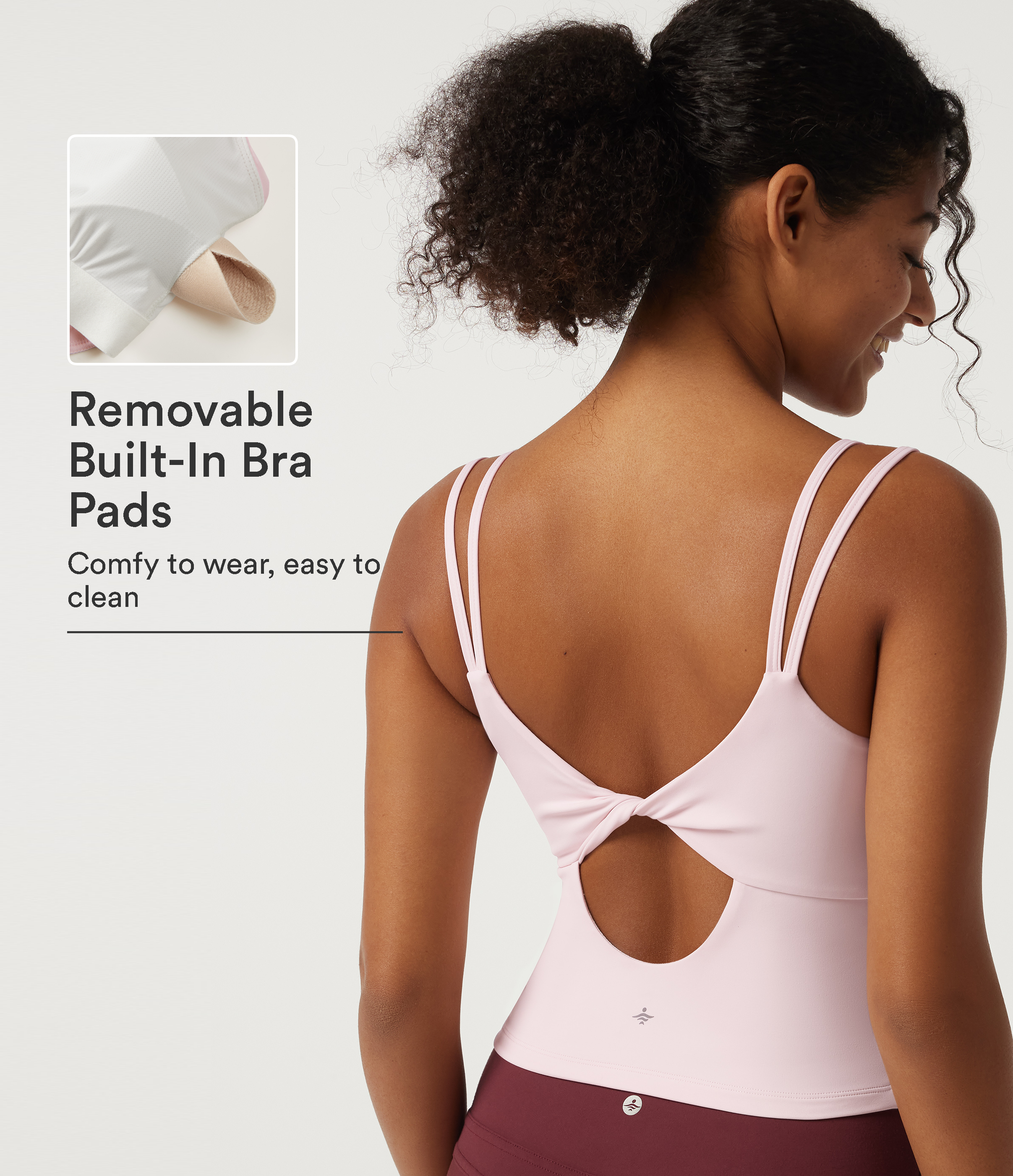 SoftlyZero™ Airy Scoop Neck Twisted Yoga Tank Top with Built-in Bra