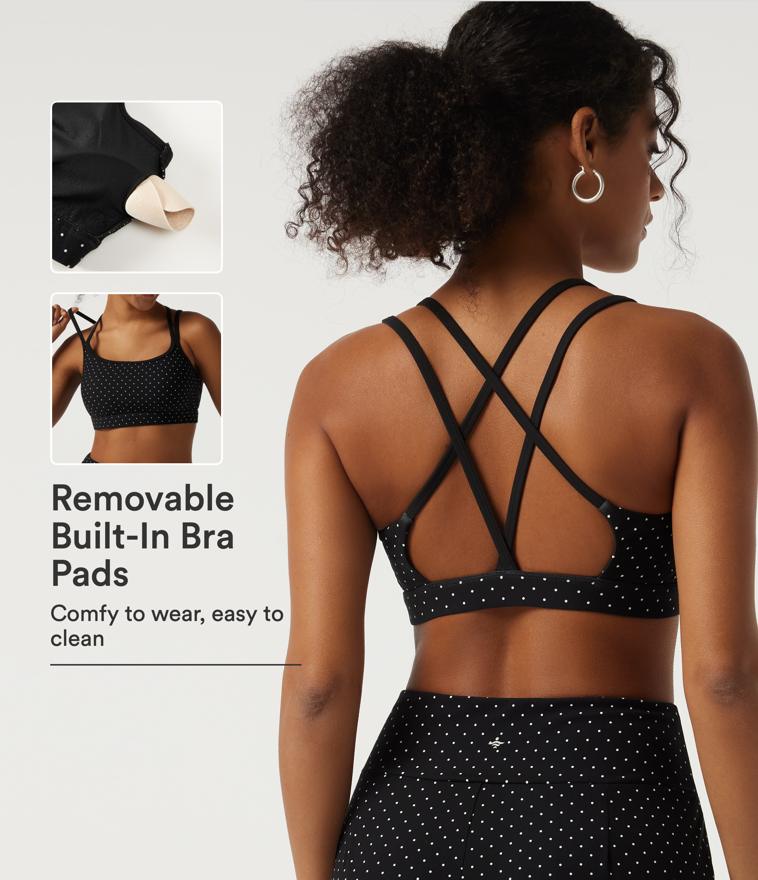 Halara UltraSculpt™ U Neck Polka Dot Crossover Yoga Tank Top with Built-in Bra