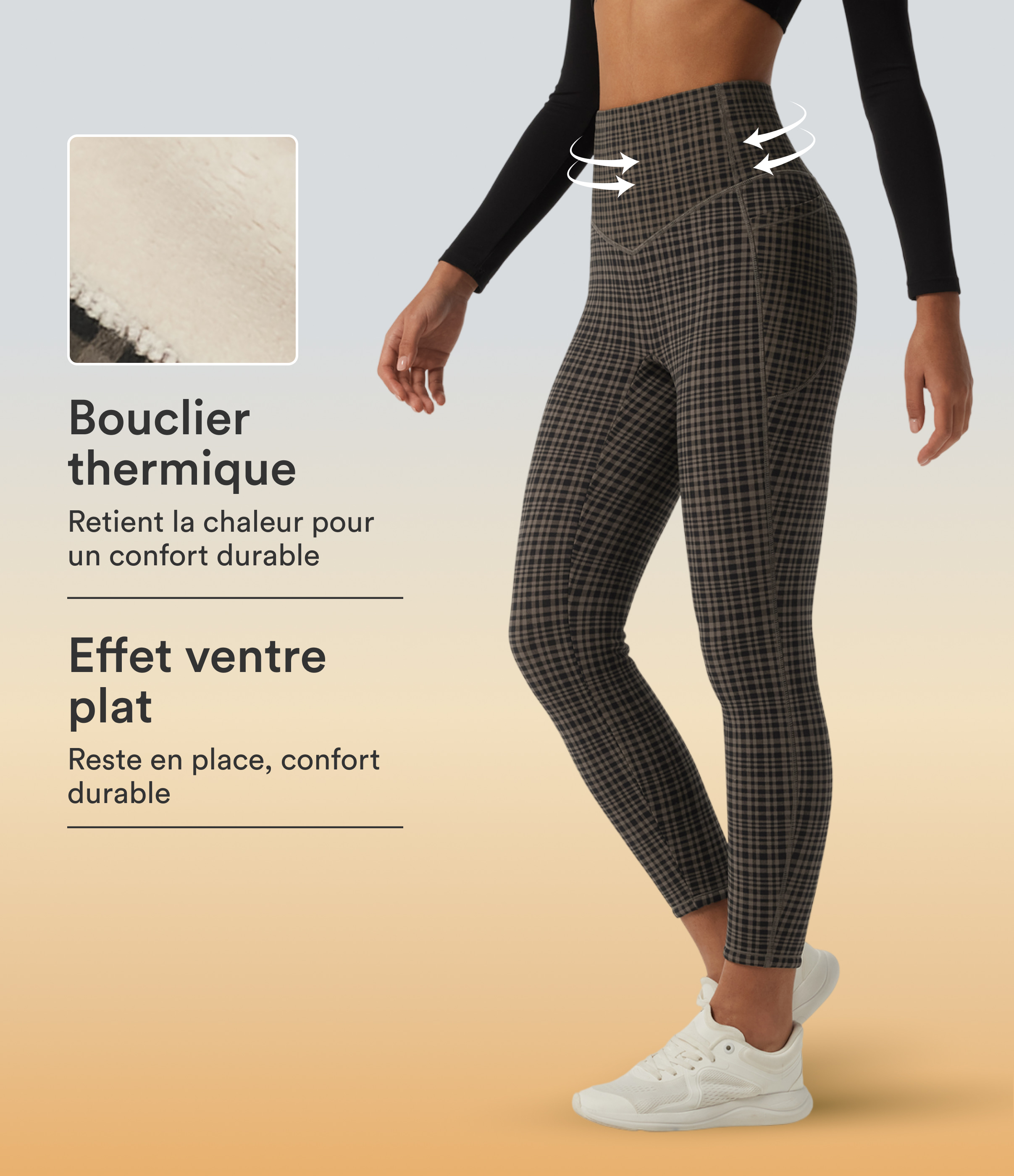 Legging de sport Halara UltraSculpt™ en polaire à carreaux taille haute gainant avec poches