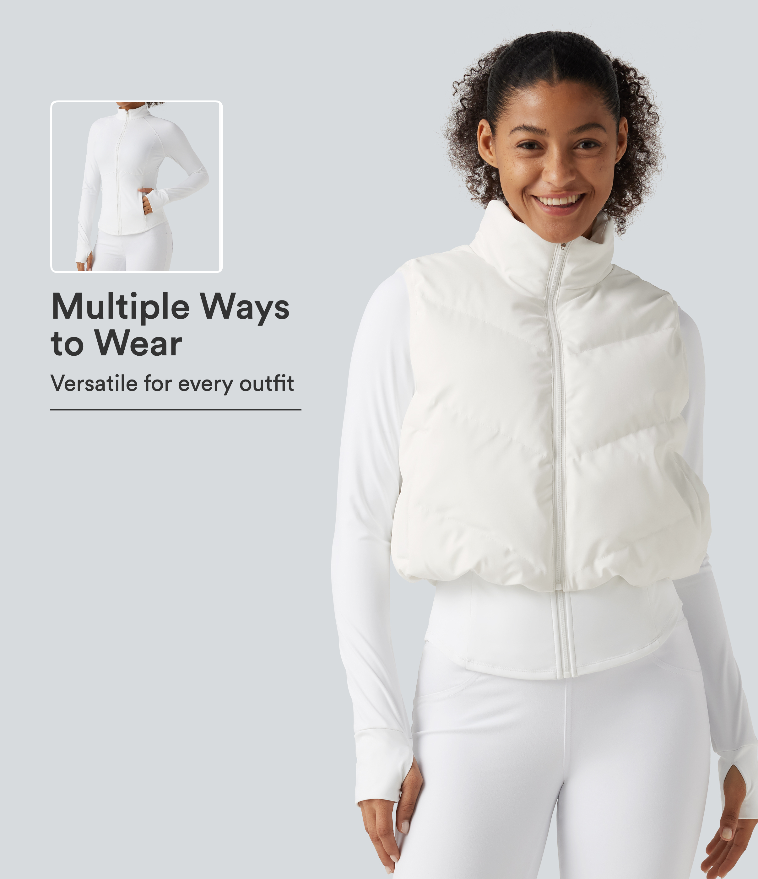 PuffFlex 3-in-1 Mock Neck Slim Causal Puffer Jacket with Pockets