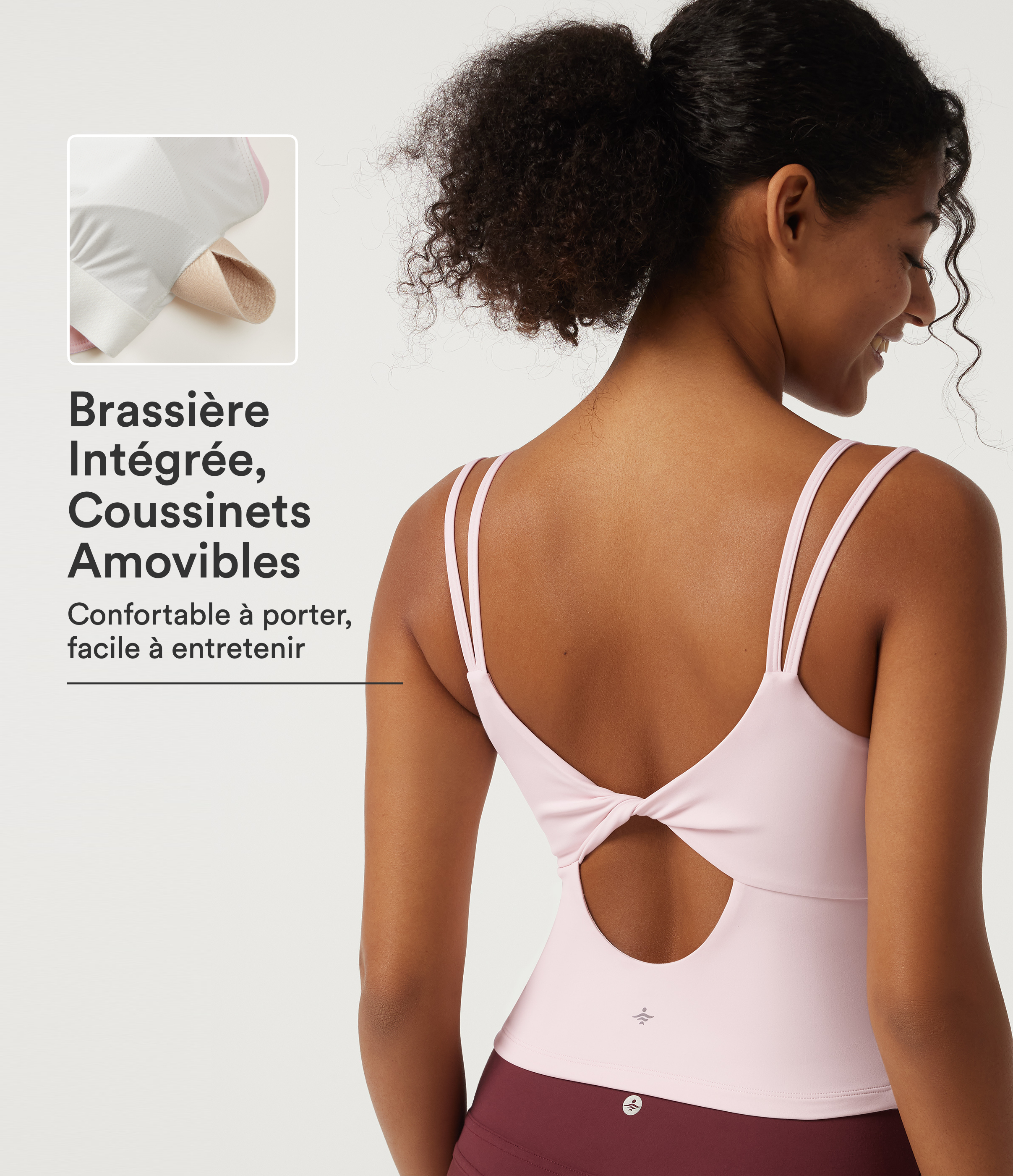 Débardeur de yoga SoftlyZero™ Airy à col rond échancré torsadé avec brassière intégrée