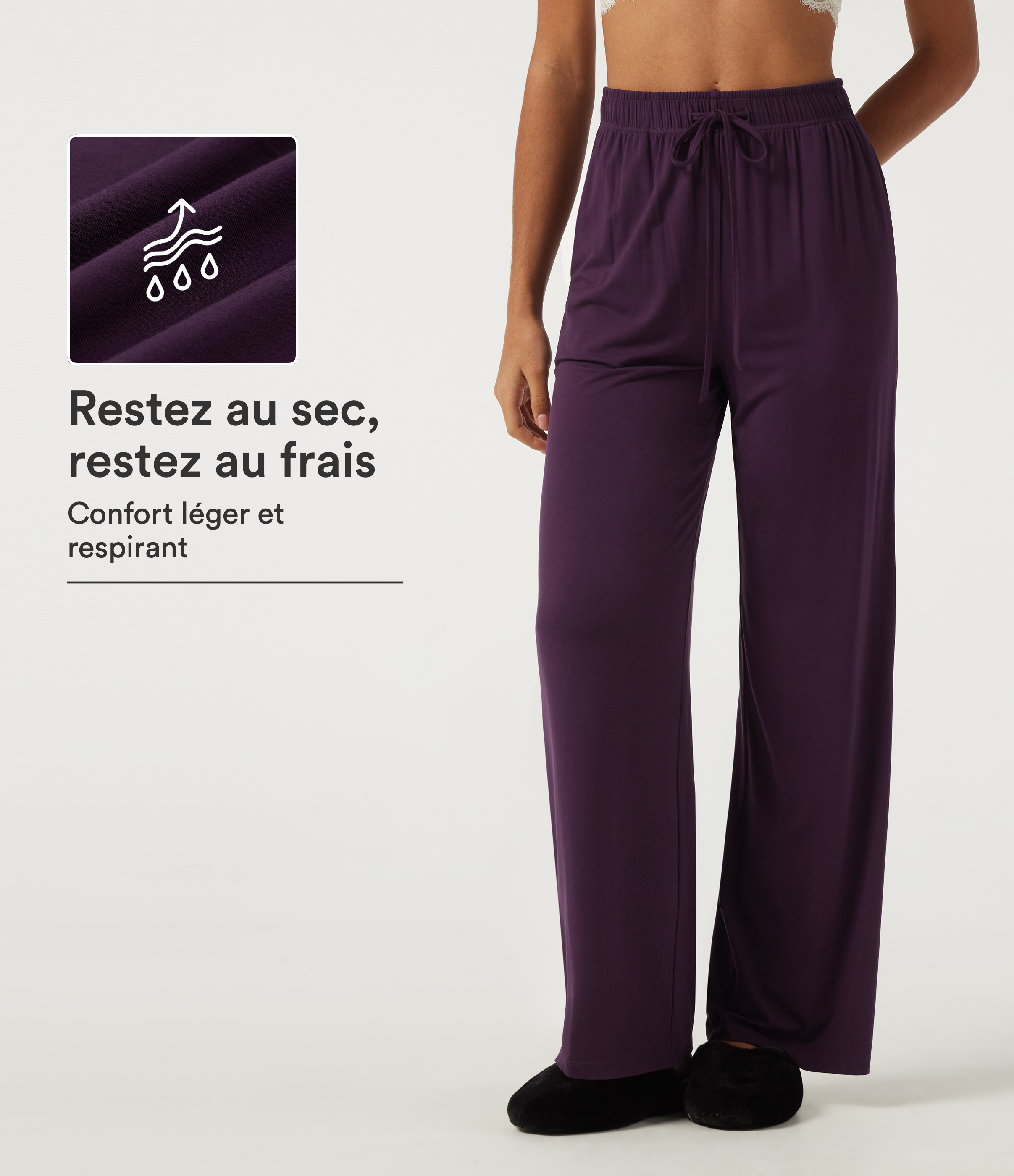 Jogging taille haute à cordon de serrage coupe droite avec poches