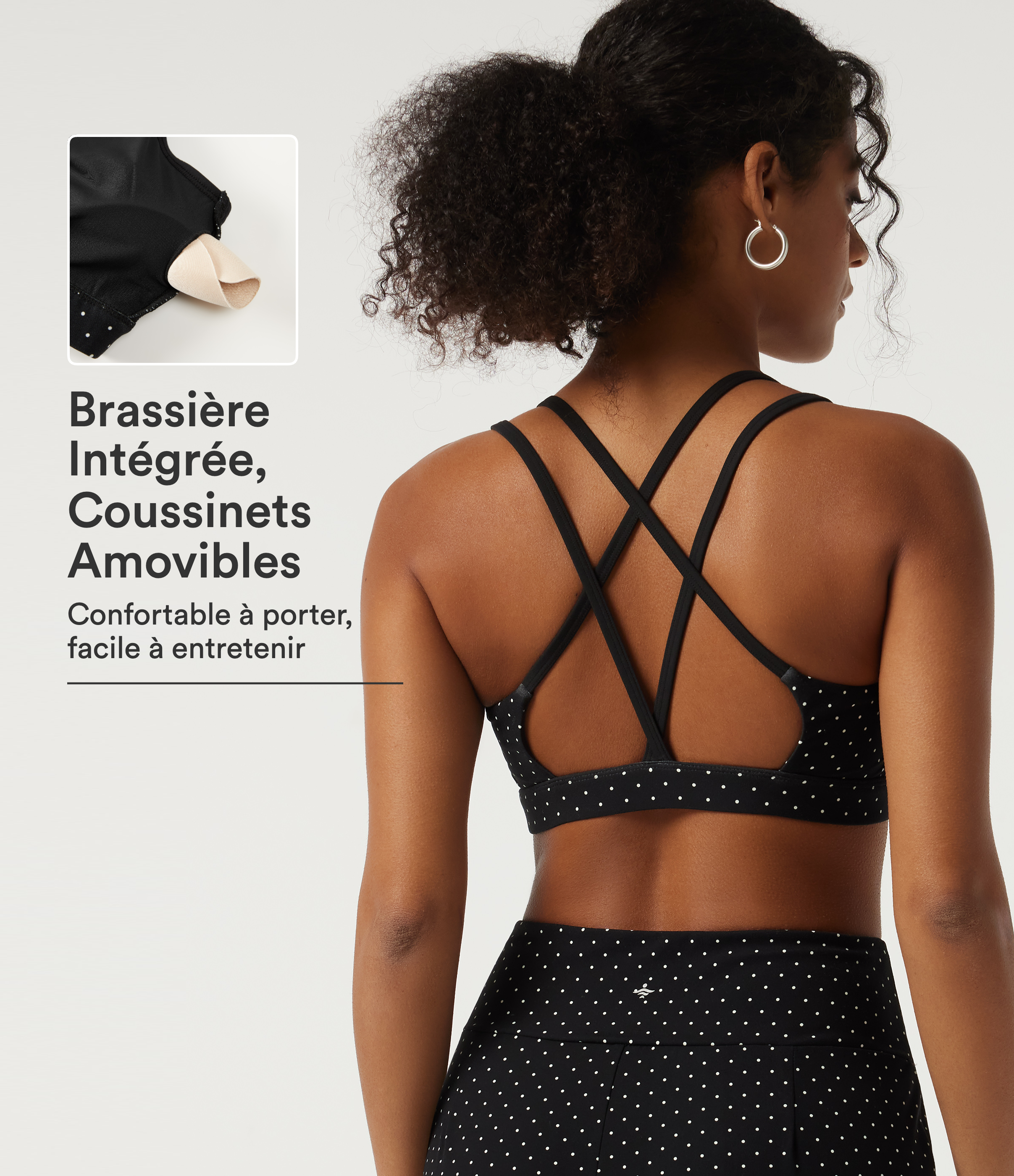 Débardeur de yoga Halara UltraSculpt™ à col U croisé à pois avec brassière intégrée