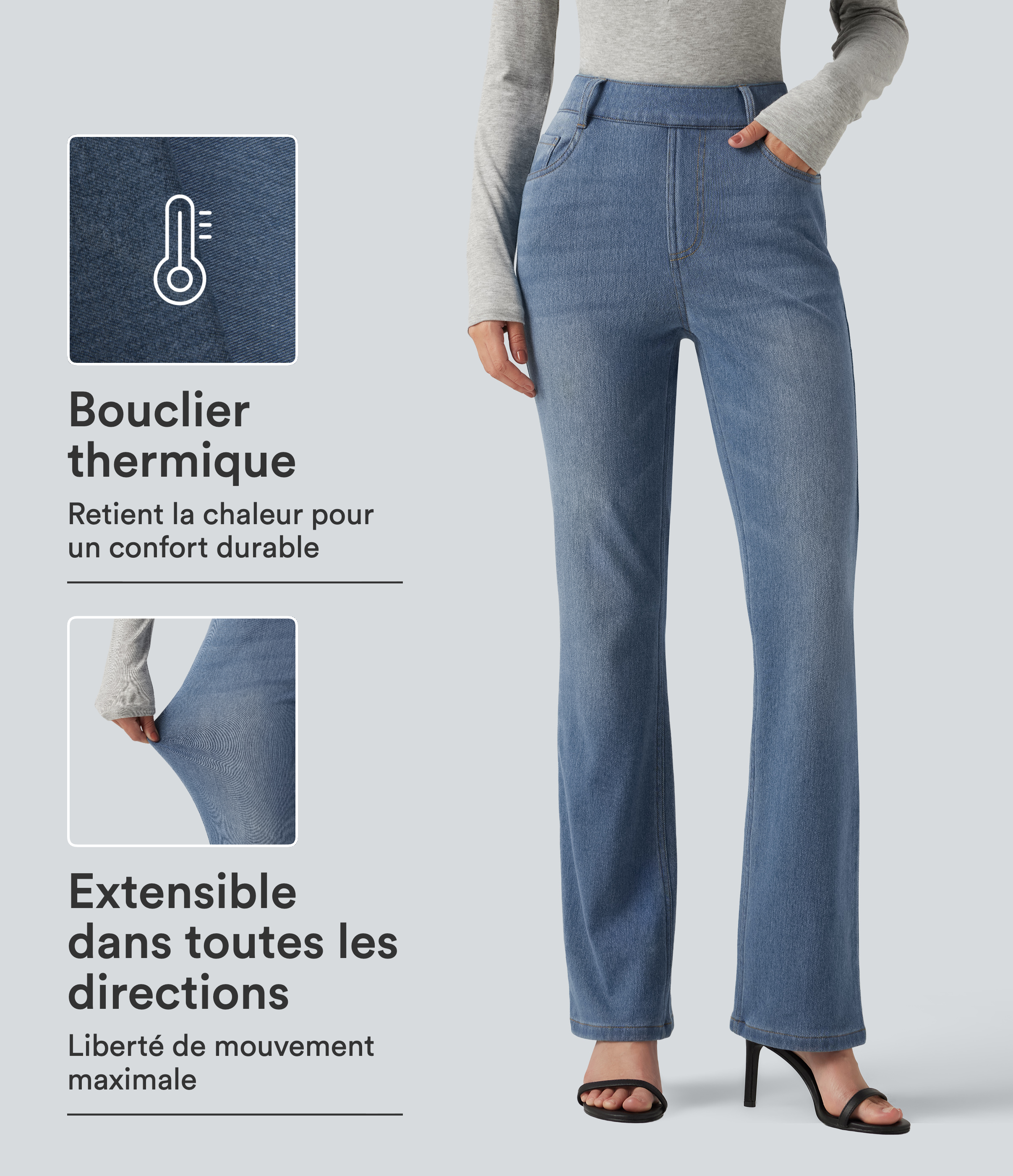 Jean bootcut Halara Flex™ Denim Heat taille haute avec poches