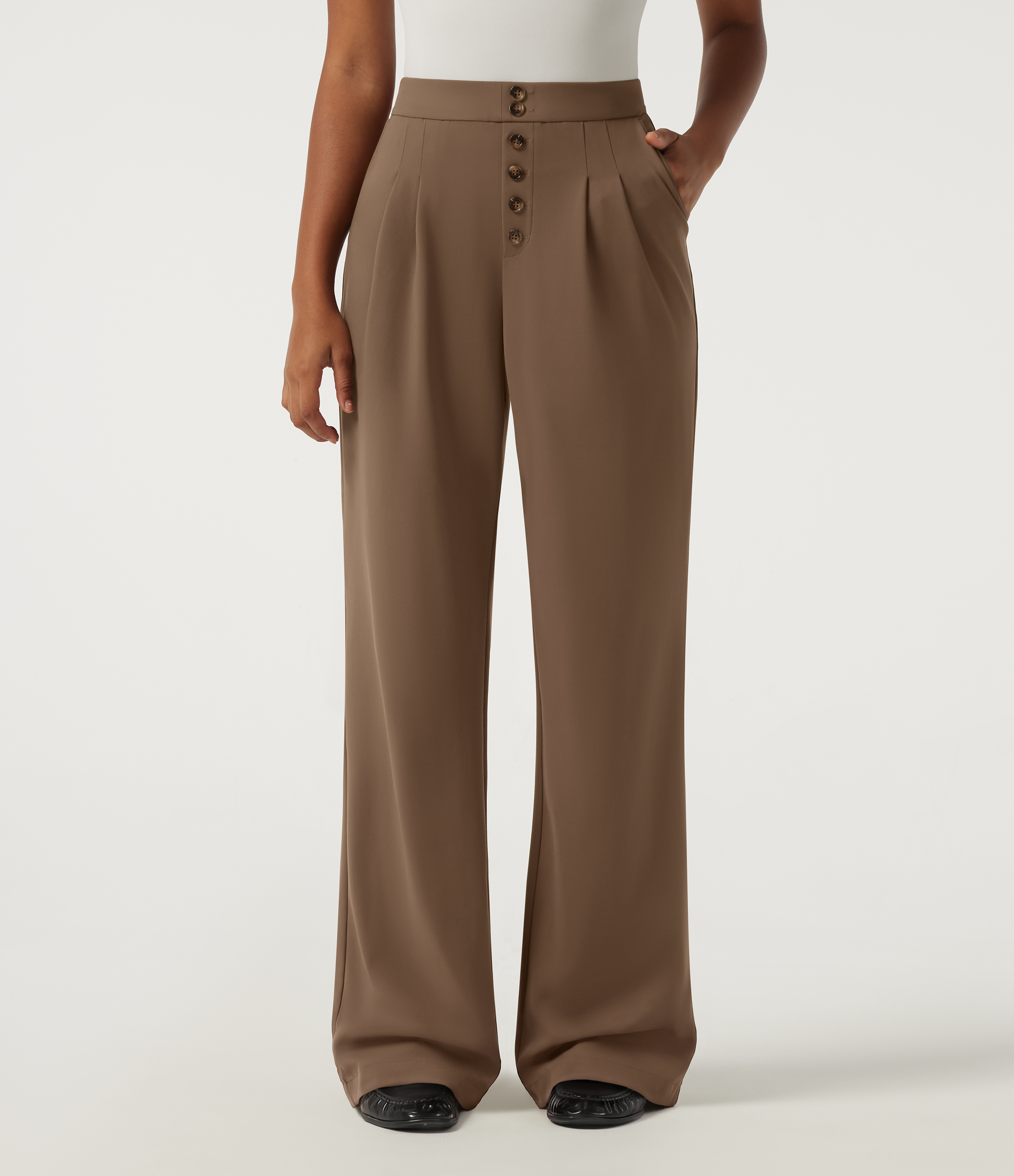 Halara Flex™ DayStretch — pantalon de travail taille mi-haute, coupe droite, avec poches