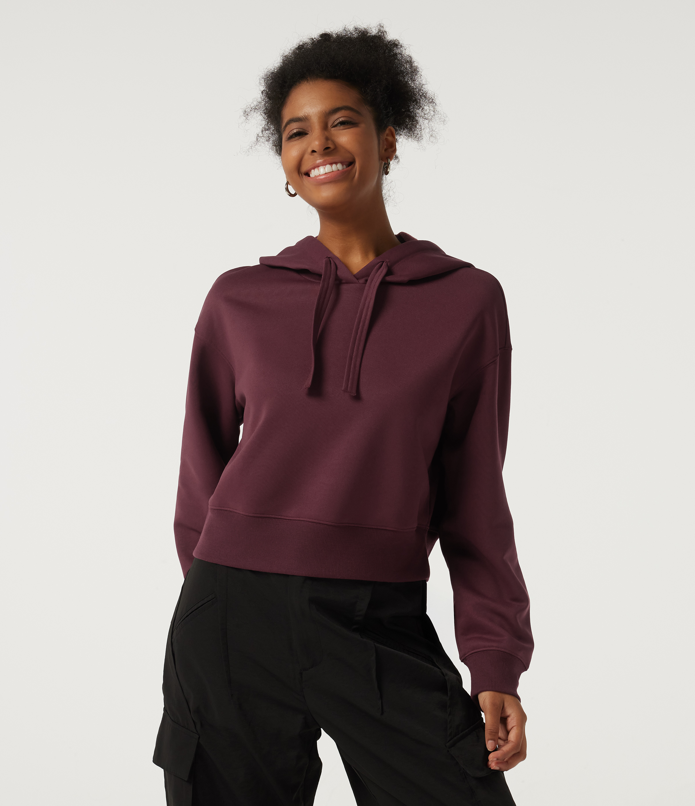 Hooded Long Sleeve Fleece Yoga Sweatshirt