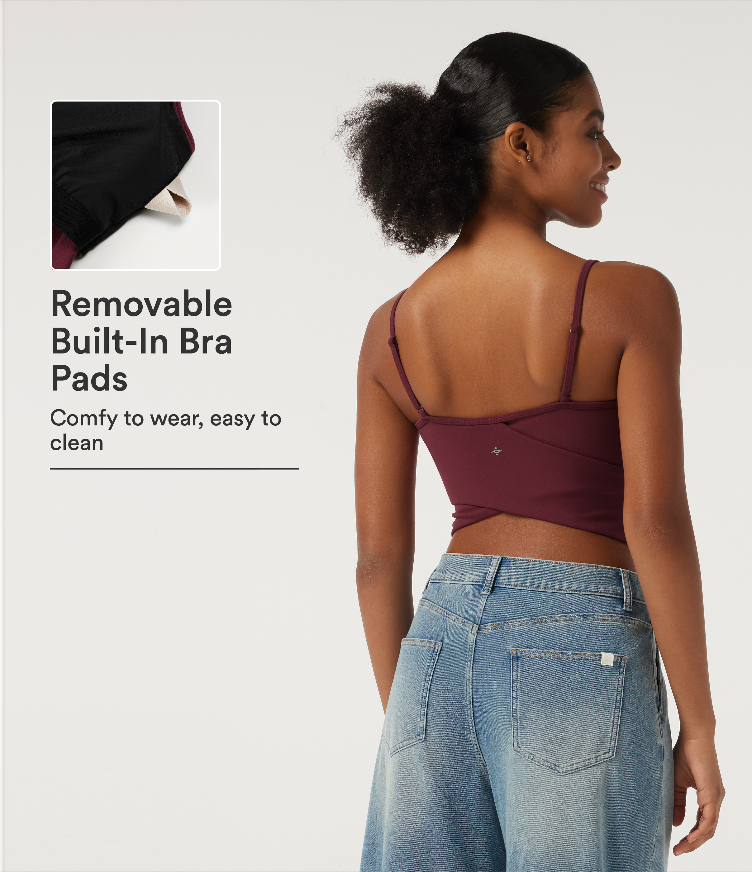 Scoop Neck Casual Cami Tank Top with Built-in Bra