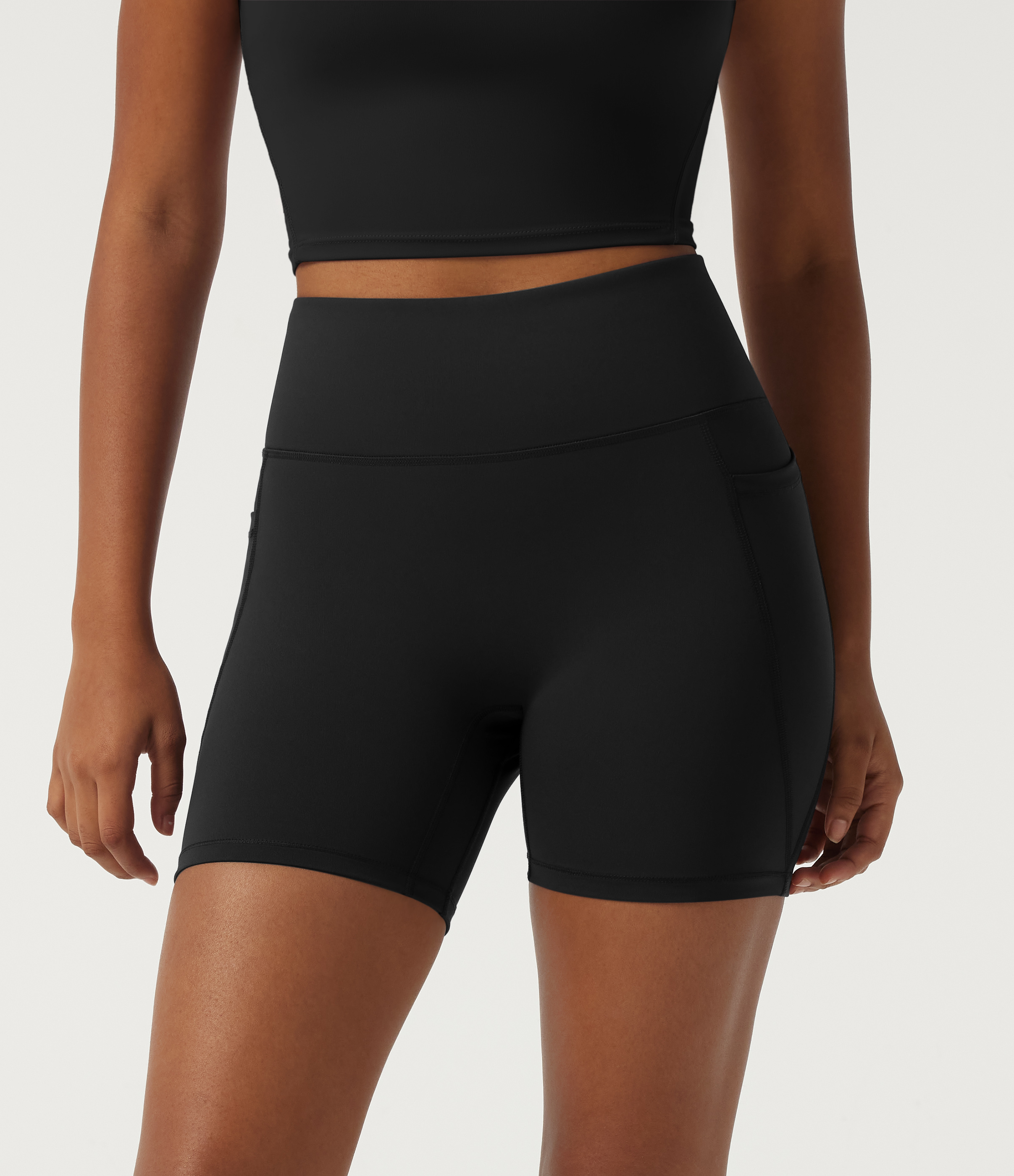 Quick Dry High Waisted Tummy Control Running Bikers 5" with Pockets