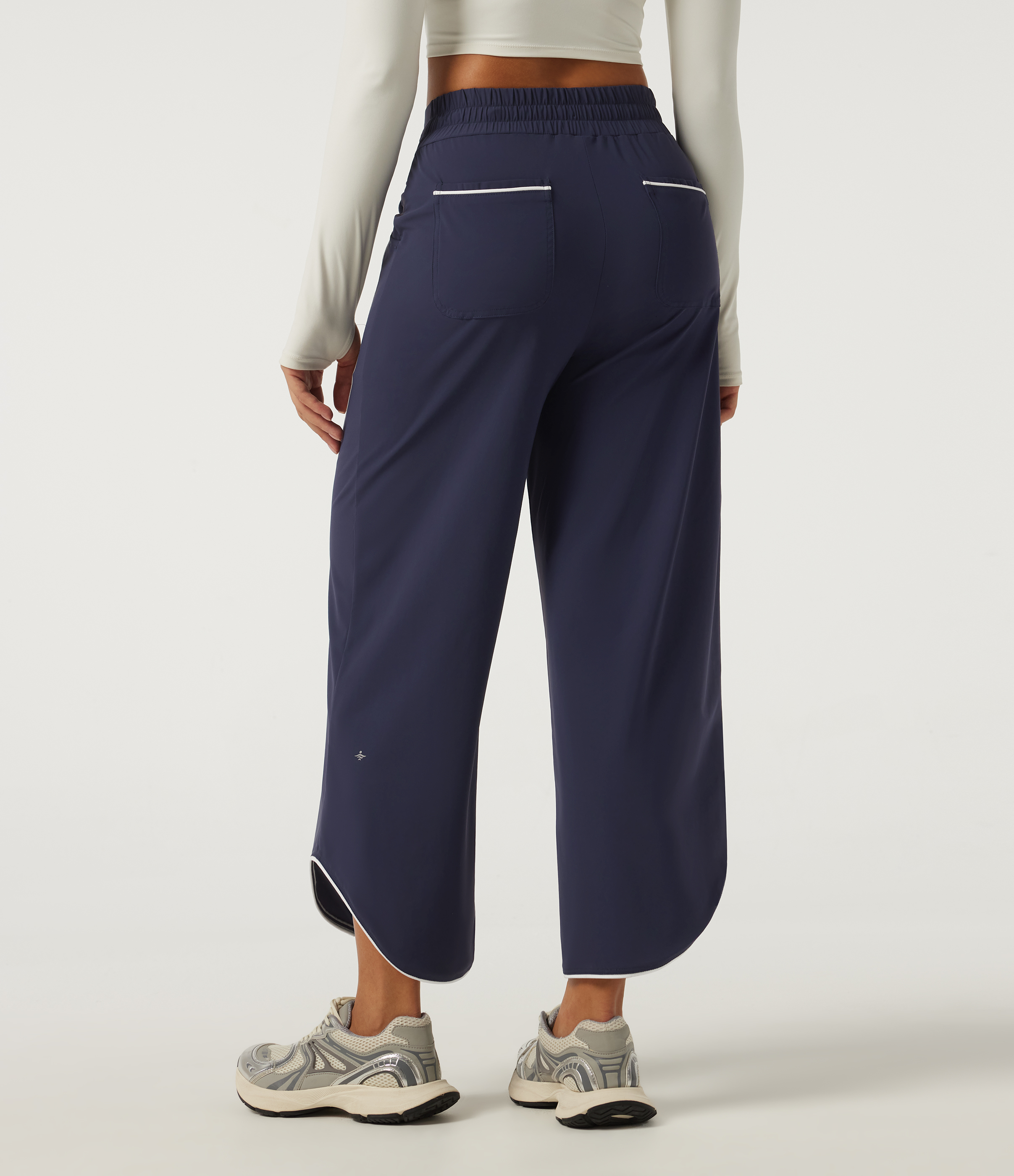 Peacoat High Waisted Drawstring Wide Leg Curved Hem Color Block Quick Dry InstantCool Tennis Pants with Pockets-UPF40+  / 2
