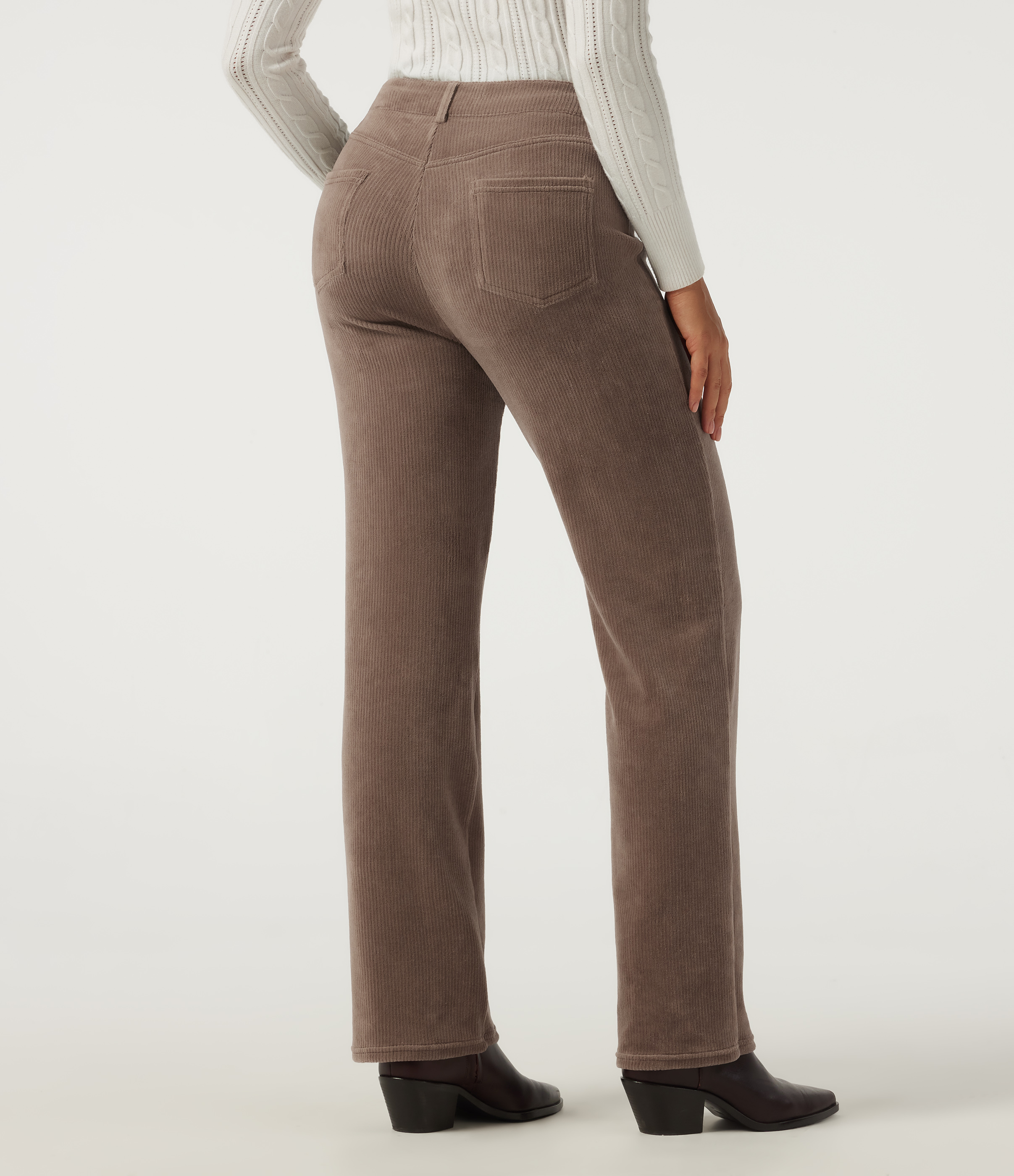 Acorn High Waisted Straight Leg Corduroy Casual Pants with Pockets / 2