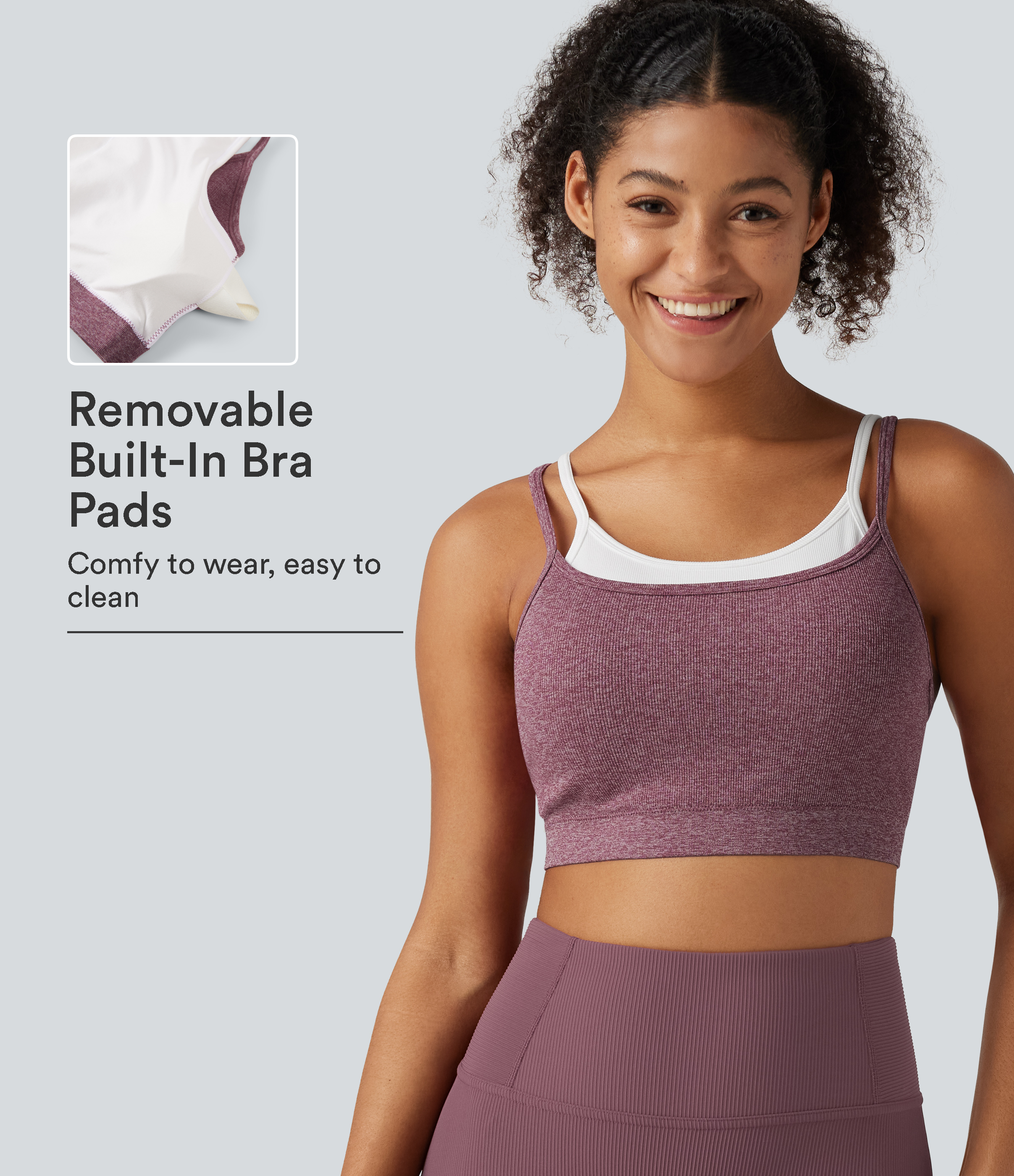 OneForm Seamless Flow Low Support U Neck Built-in Bra Cropped Workout Sports Bra