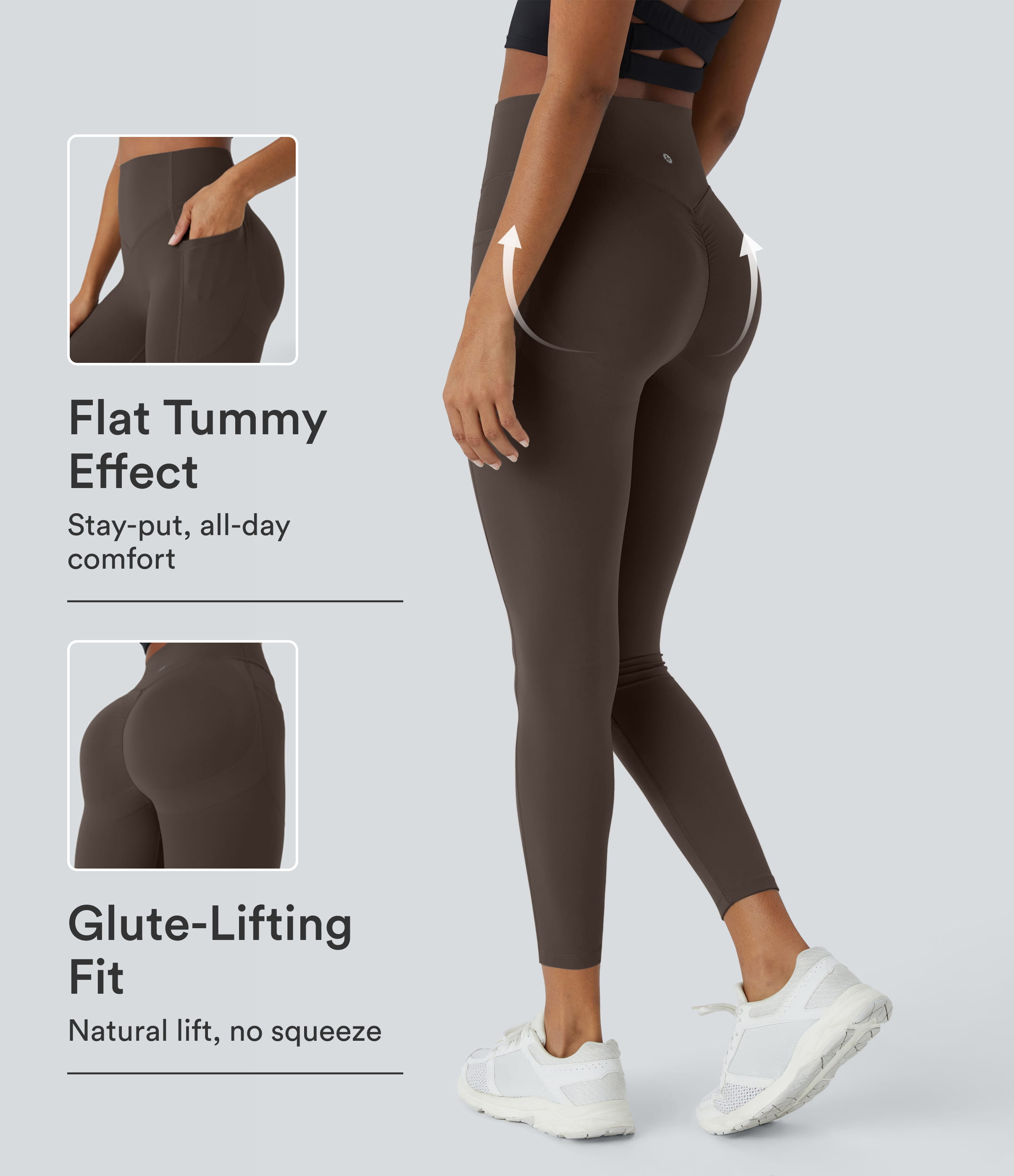 Legging d'entraînement gainant galbant taille haute avec effet scrunch et poches Halara UltraSculpt™