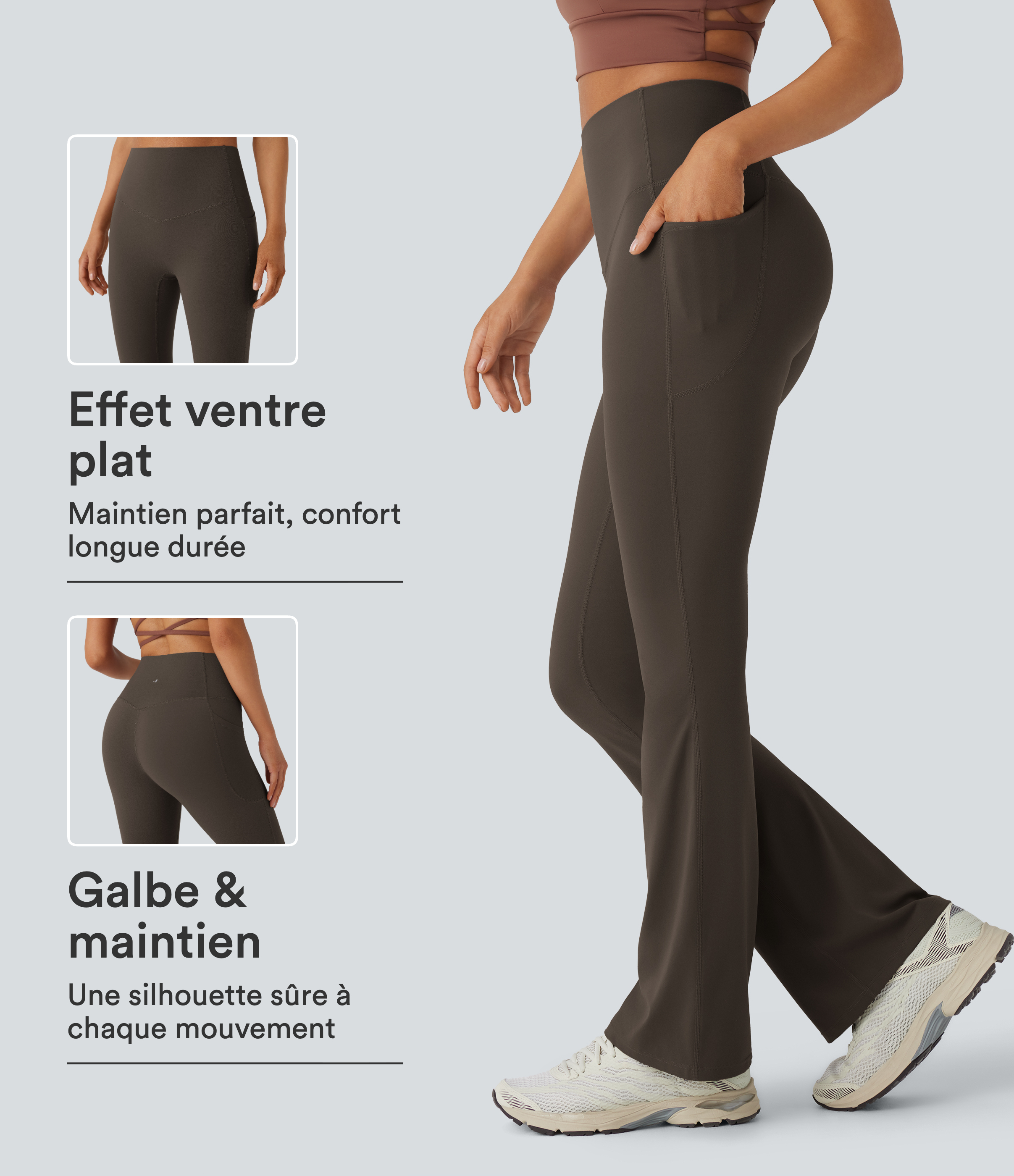 Pantalon de yoga à coupe bootcut gainant taille haute avec poches Halara UltraSculpt™