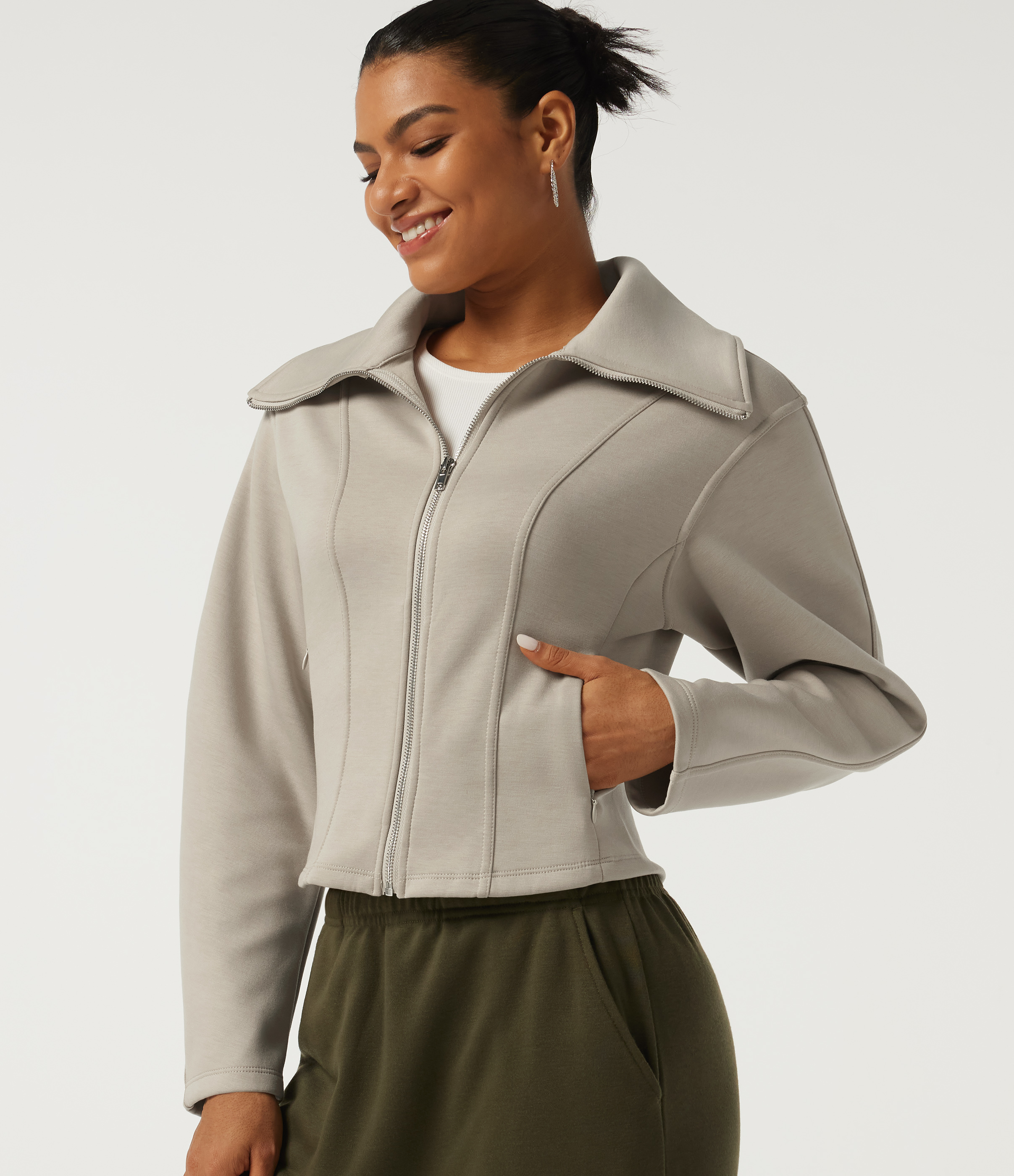 Lapel Collar Long Sleeve Casual Jacket with Pockets