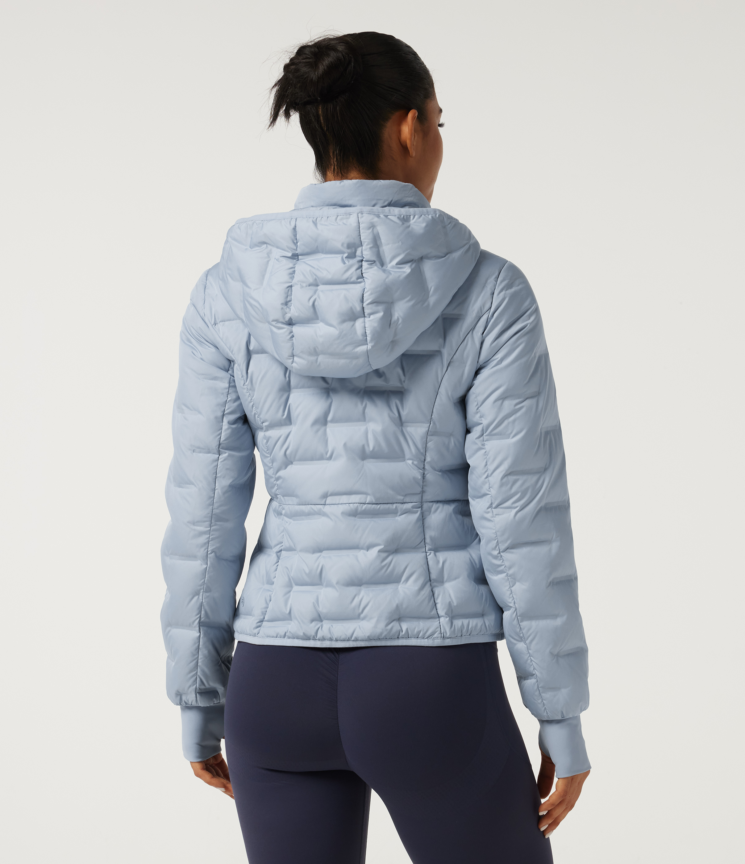 Angel Falls Removable Hood Long Sleeve Quilted Casual Down Jacket with Pockets and Thumb Holes / 2