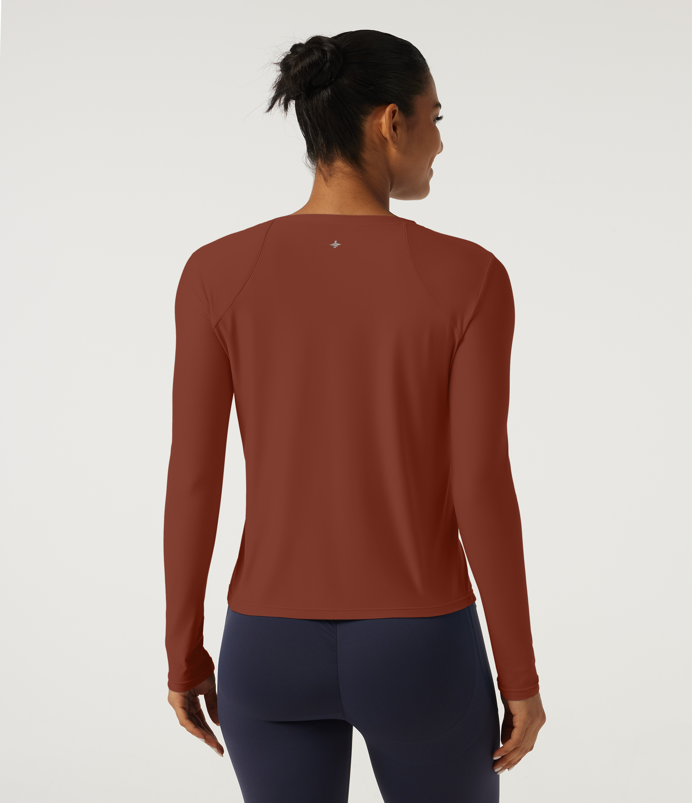 Red Ochre Round Neck Long Sleeve Yoga Top-UPF40+ / 2
