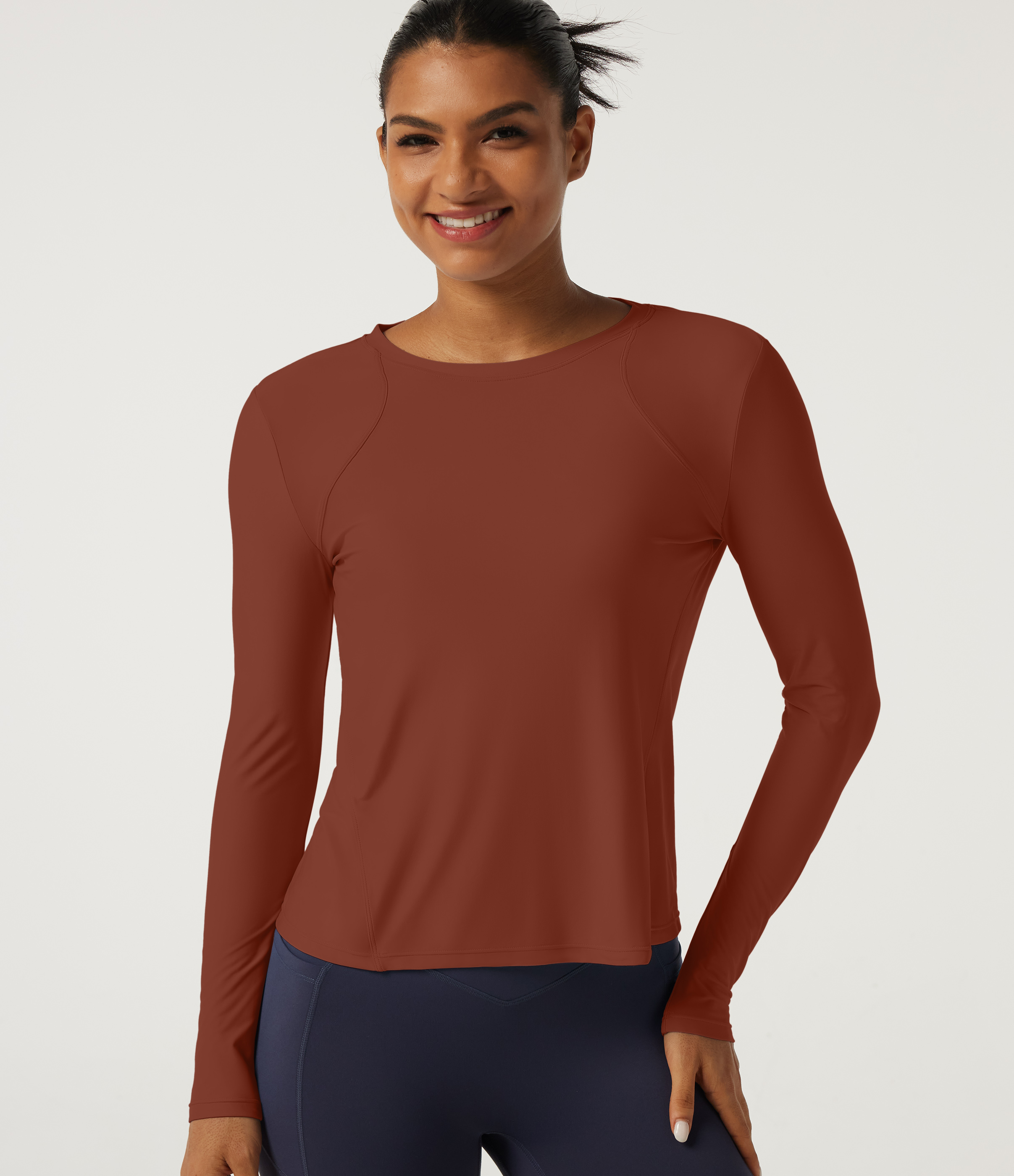 Round Neck Long Sleeve Yoga Top-UPF40+