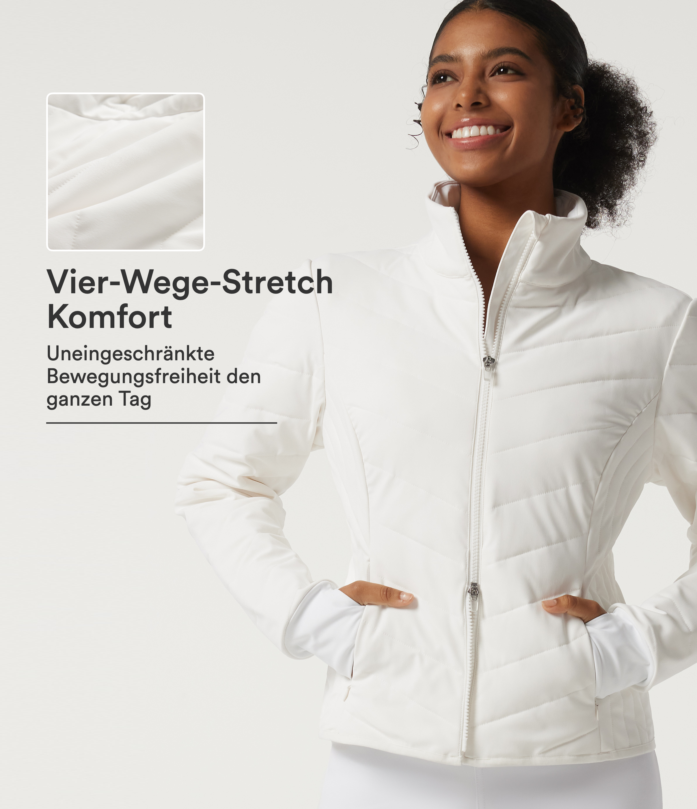 PuffFlex - Lässige Steppjacke mit hohem Kragen, Seitentaschen, langen Ärmeln und Daumenlöchern