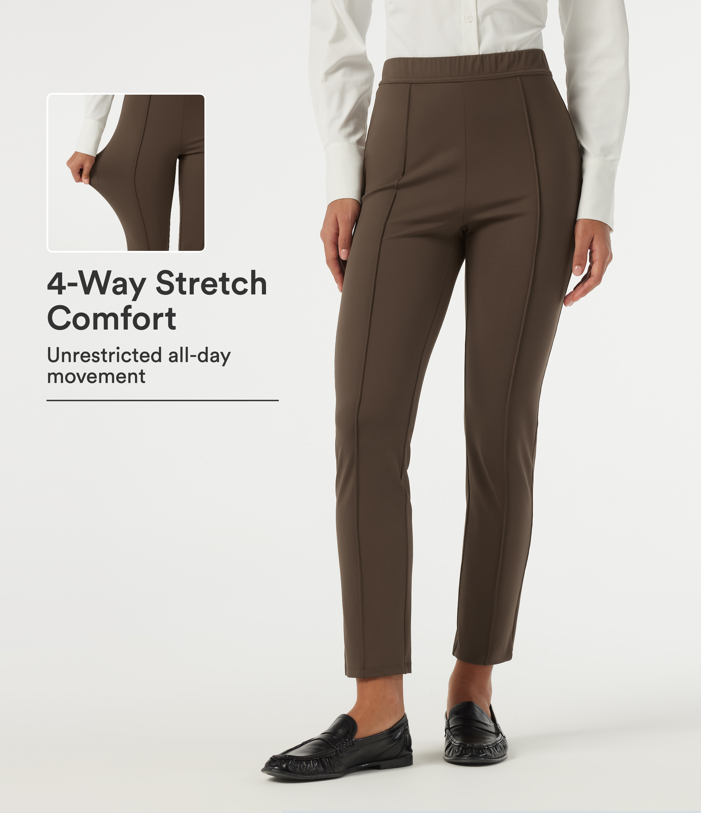 DayStretch High Waisted Slim Pintuck Work Pants