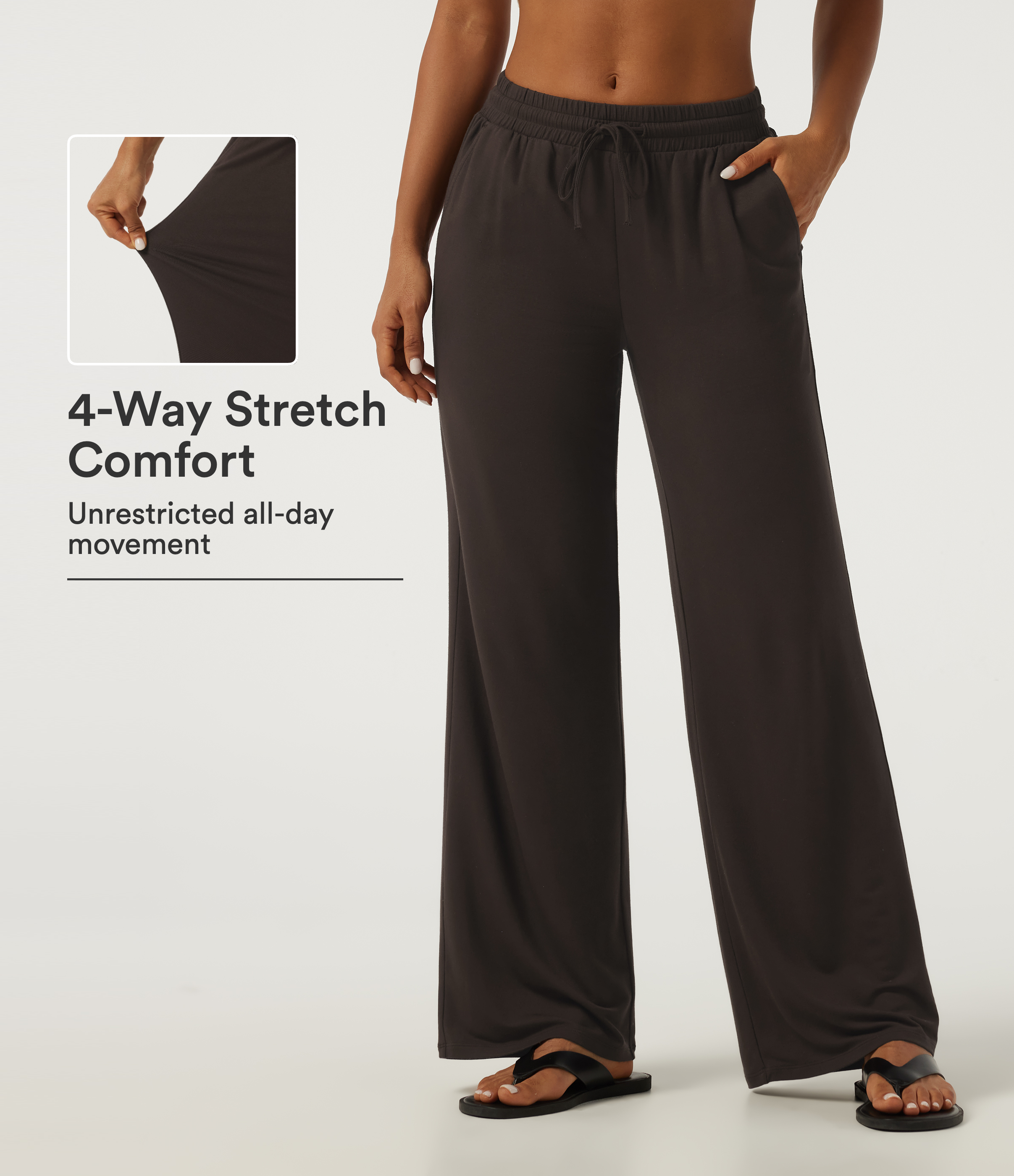 Low Rise Drawstring Straight Leg Casual Pants with Pockets