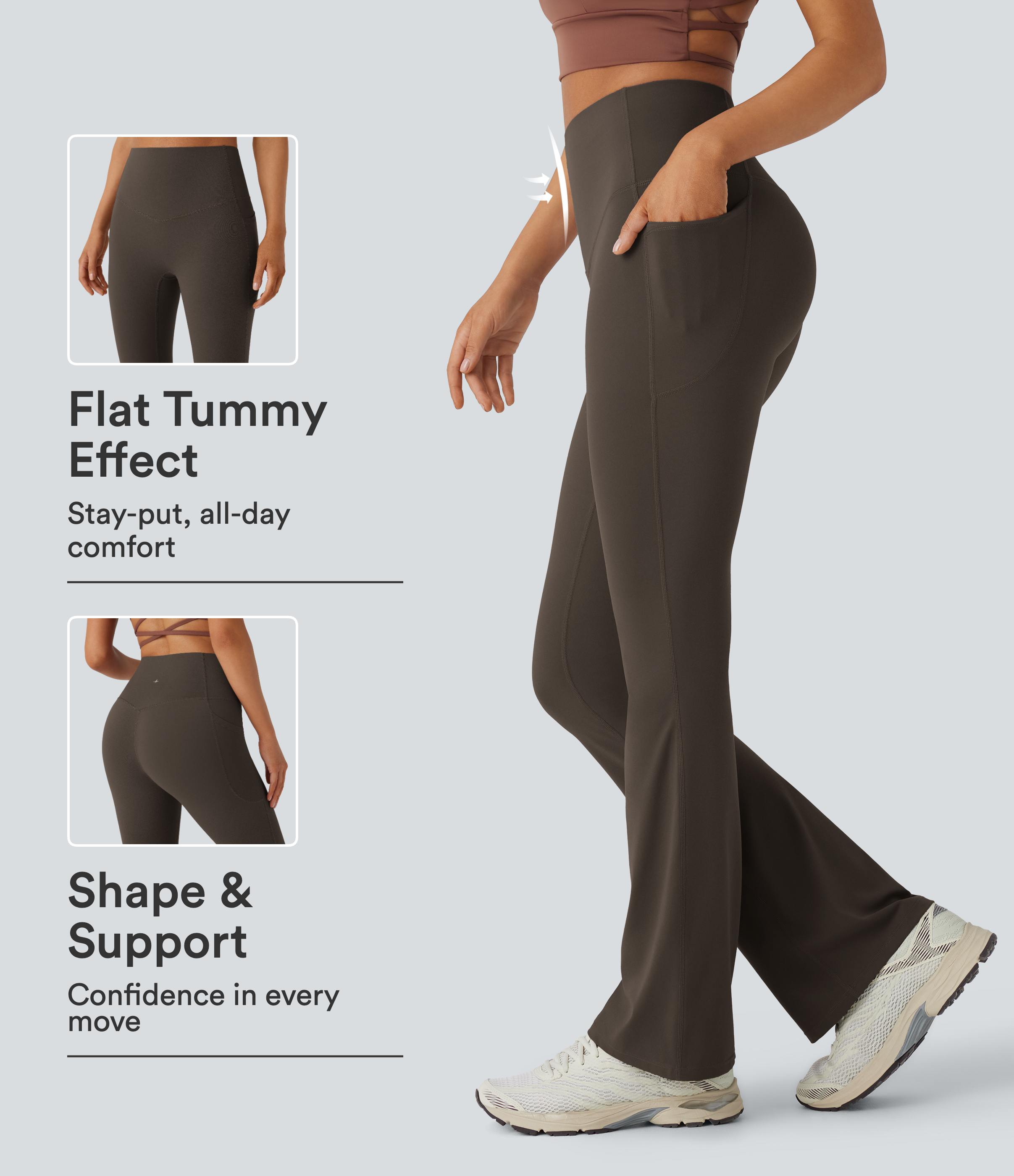 Halara UltraSculpt™ High Waisted Tummy Control Pocket Shaping Yoga Bootcut Leggings