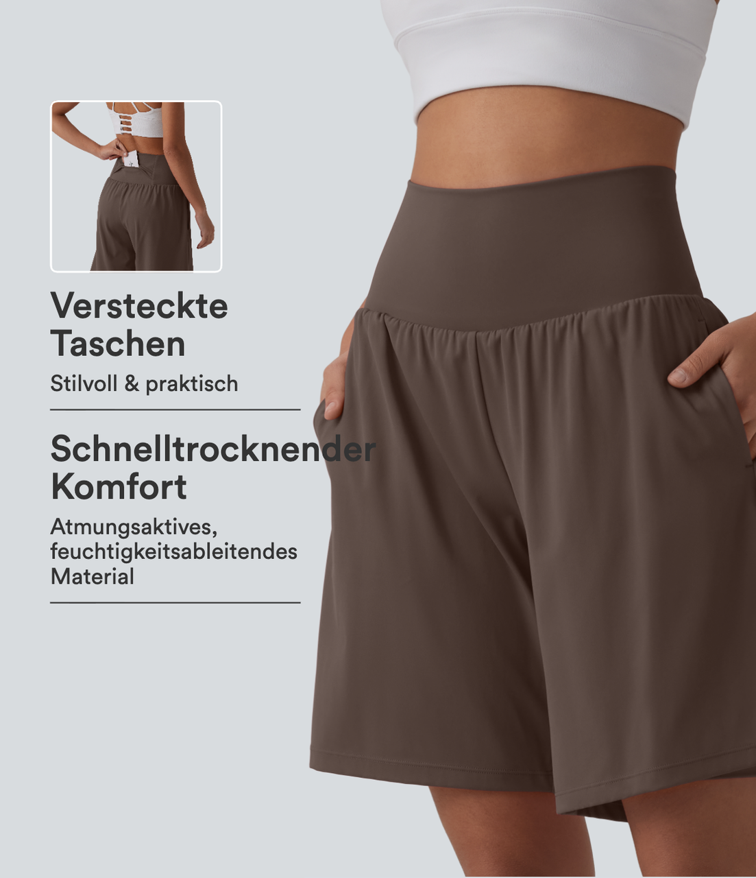 Softlyzero™ Airy - 2-in-1 Yoga-Shorts mit superhohem Bund, mehreren Taschen und InstantCool - 22,9 cm