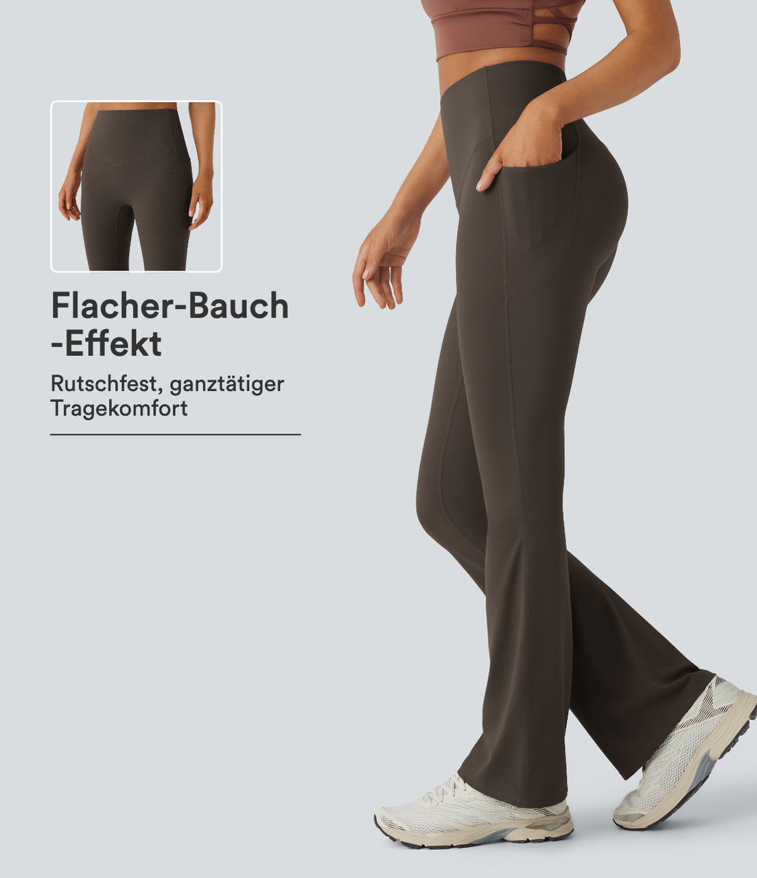 Halara UltraSculpt™ - Formende Bootcut-Yoga-Leggings mit hohem Bund, Seitentaschen und Bauchkontrolle