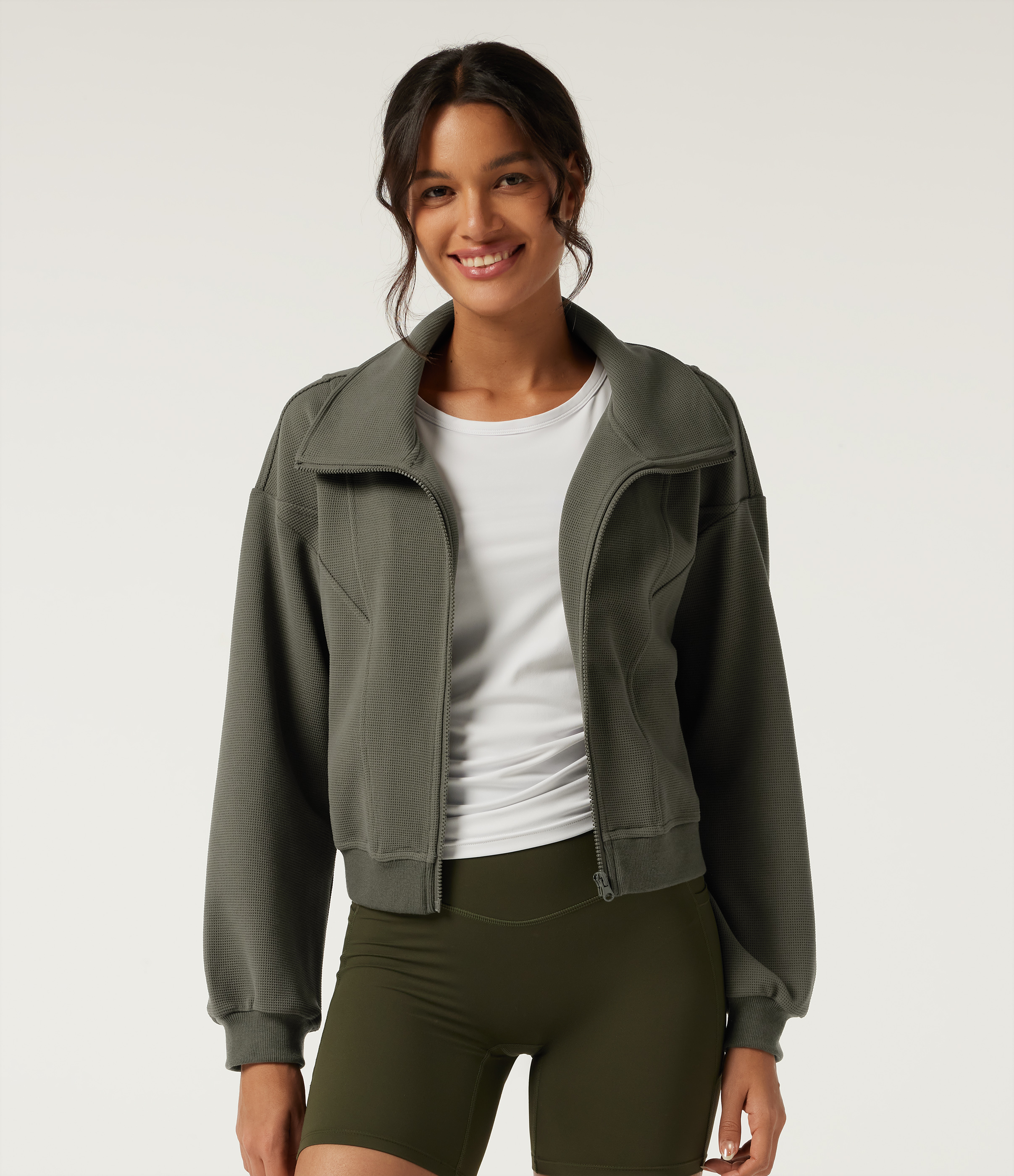 Long Sleeve Waffle Casual Jacket