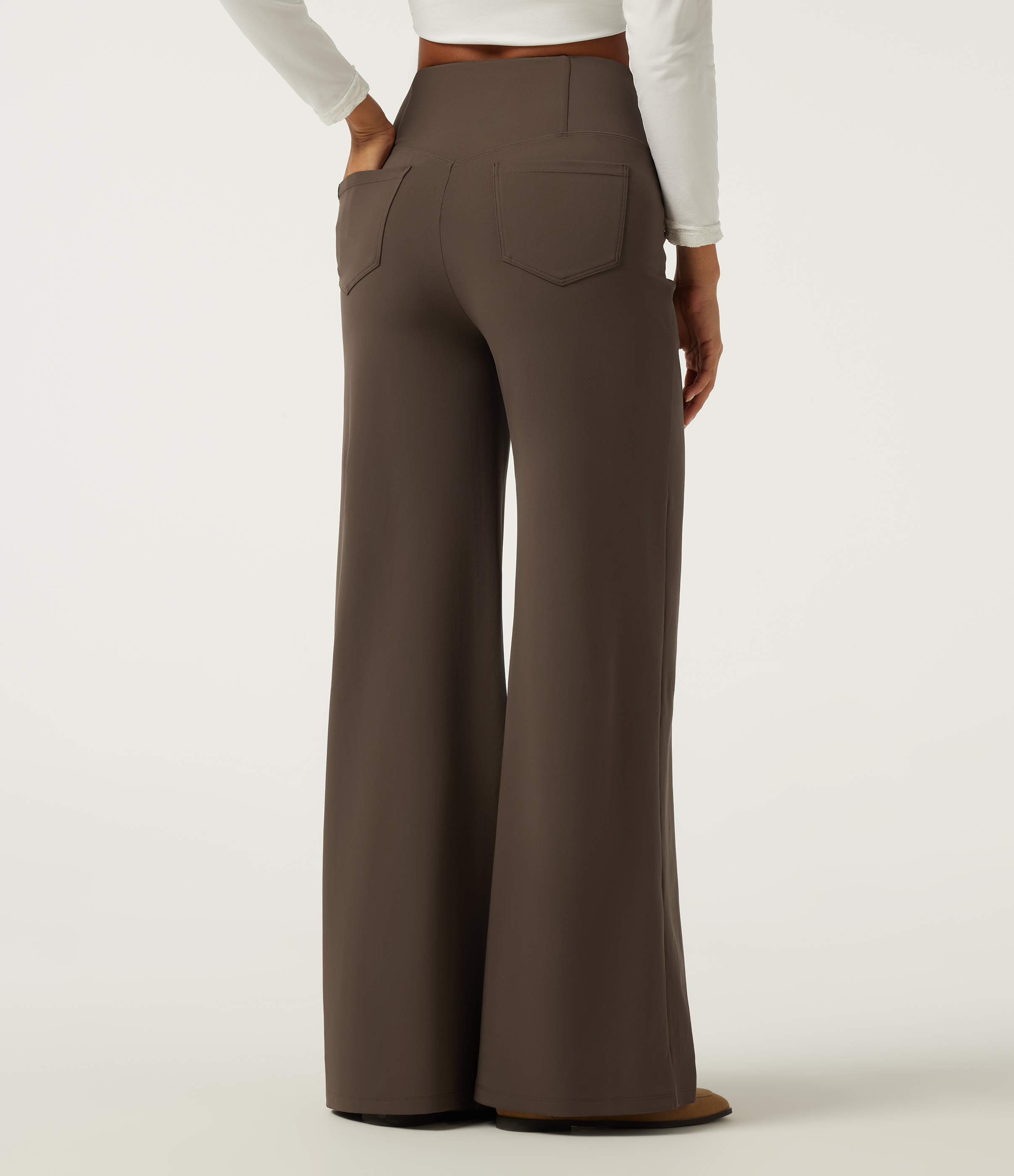 Chocolate Martini Halara DayStretch™ High Waisted Tummy Control Crossover Wide Leg Casual Pants with Pockets / 2