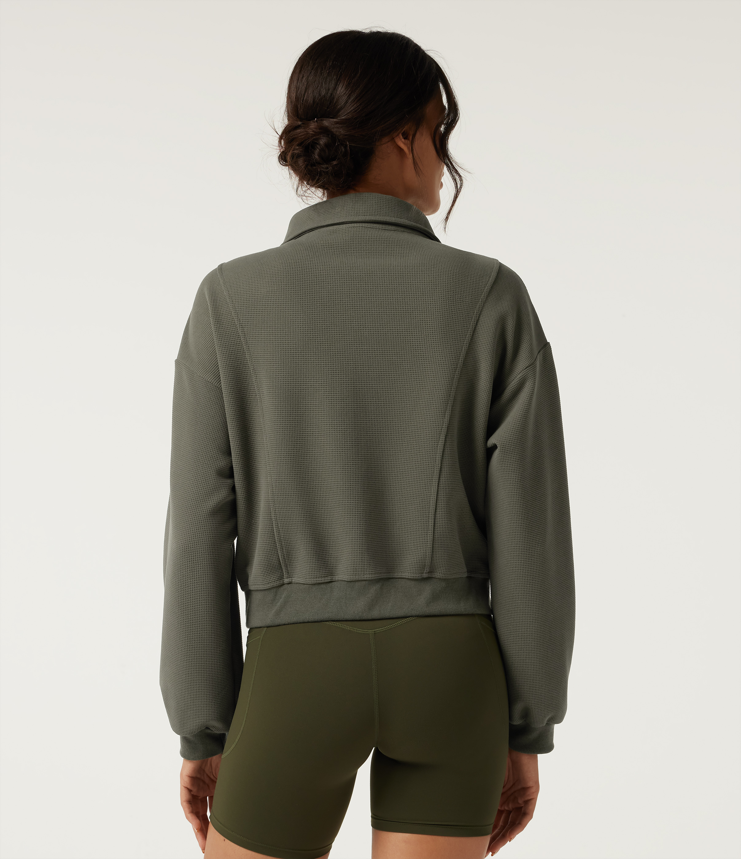 Gray Velvet Long Sleeve Waffle Casual Jacket / 2