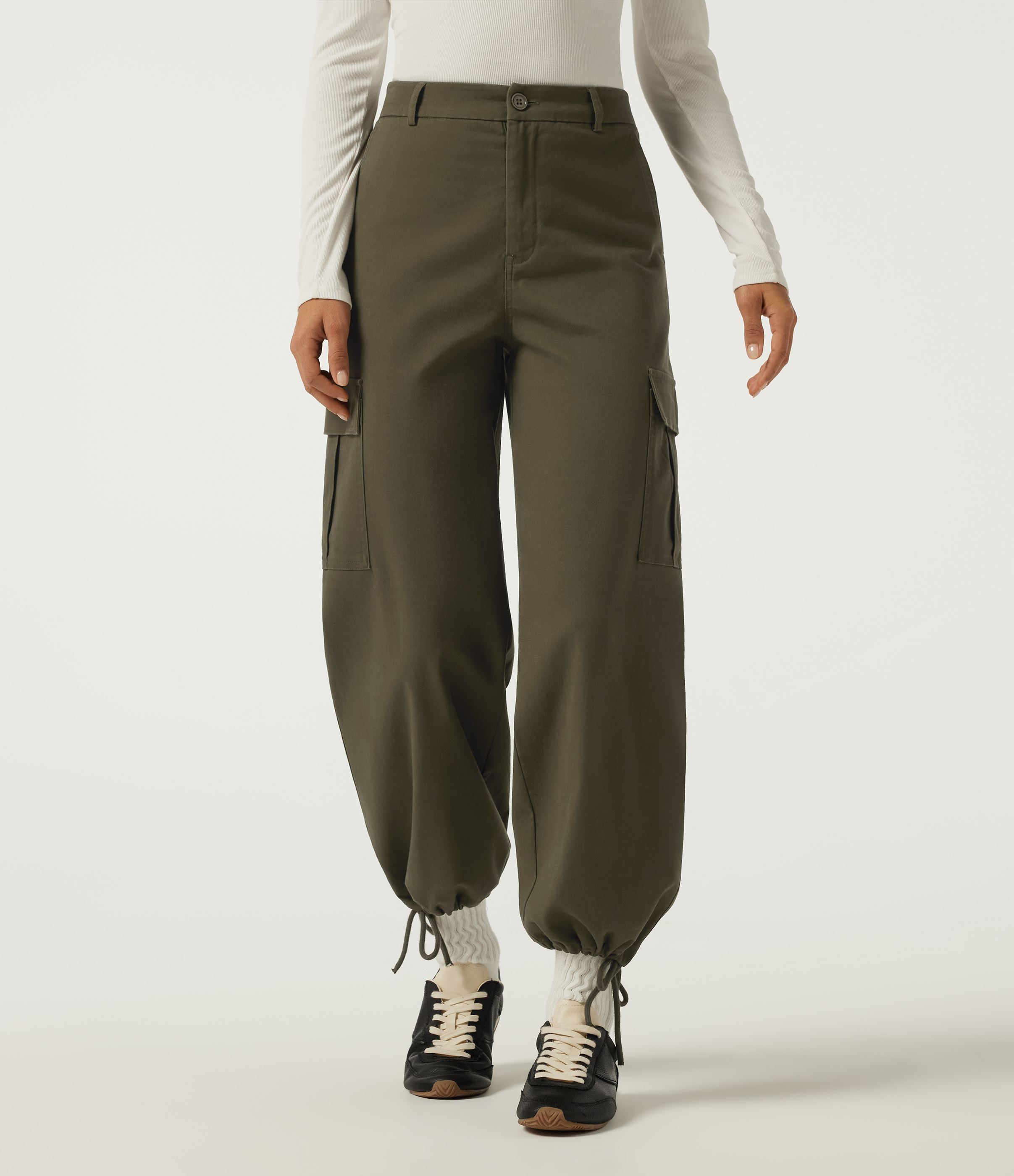 Mid Rise Work Chino Cotton Jogger with Pockets