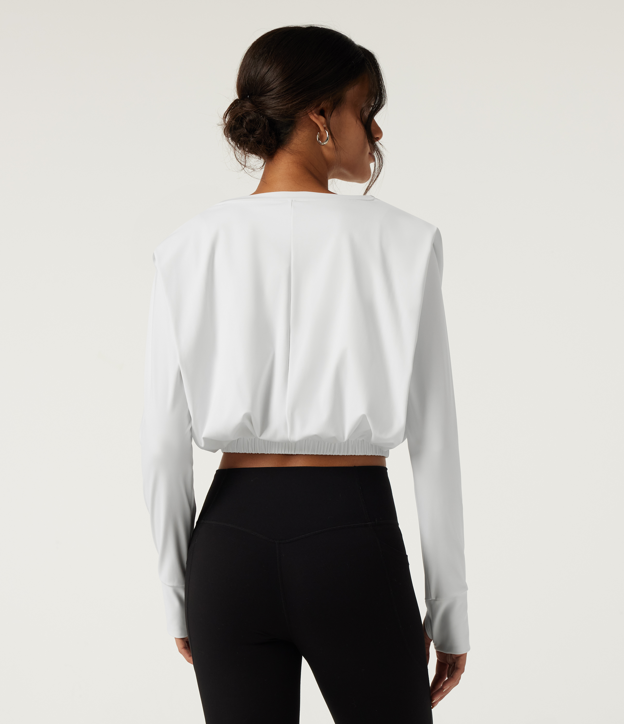 White SoftlyZero™ Airy V Neck Long Sleeve Yoga Sports Top with Thumbholes / 2
