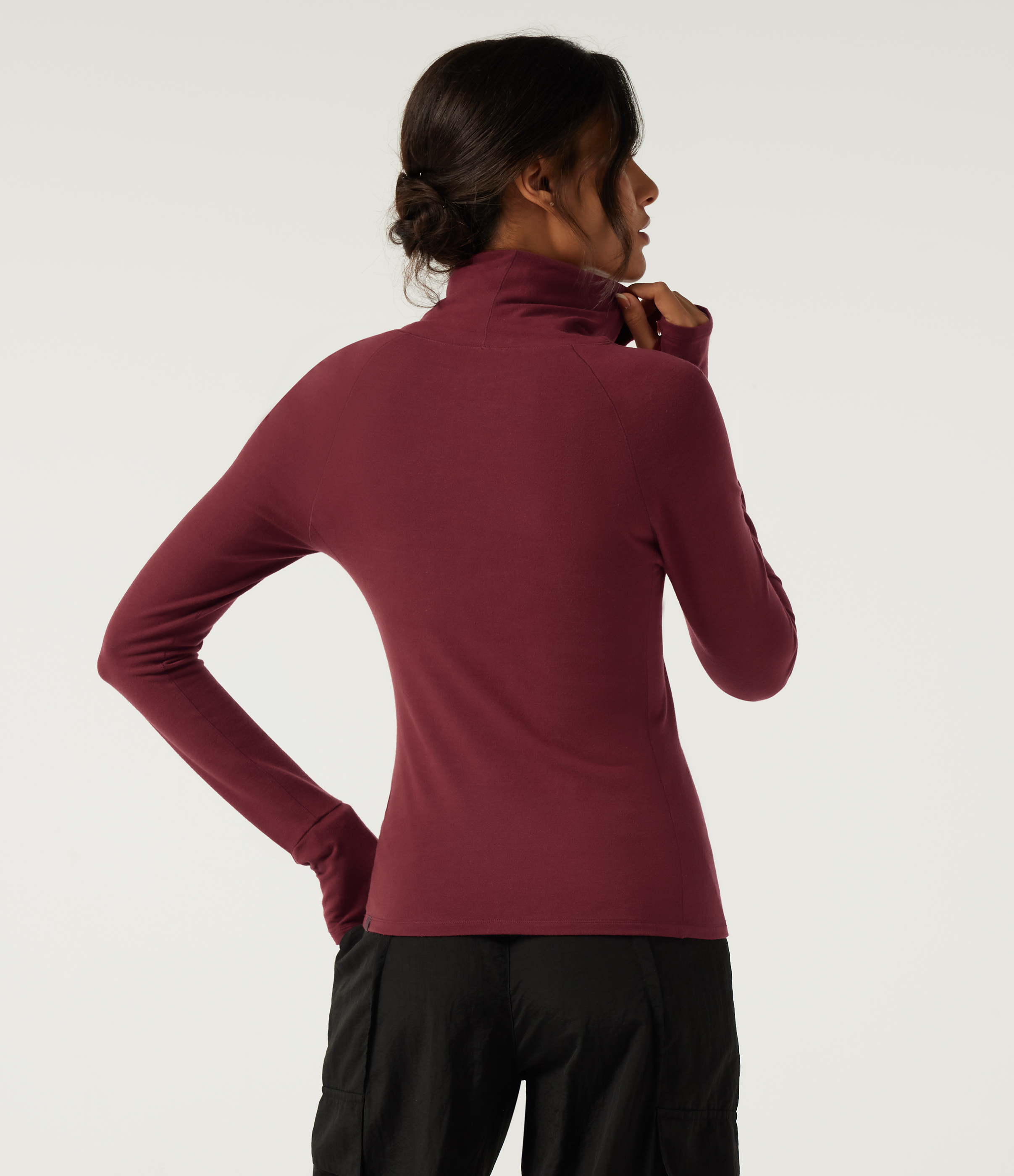 Cordovan Halara HeatCore High Neck Raglan Long Sleeve Casual Warming Top with Thumb Holes / 2