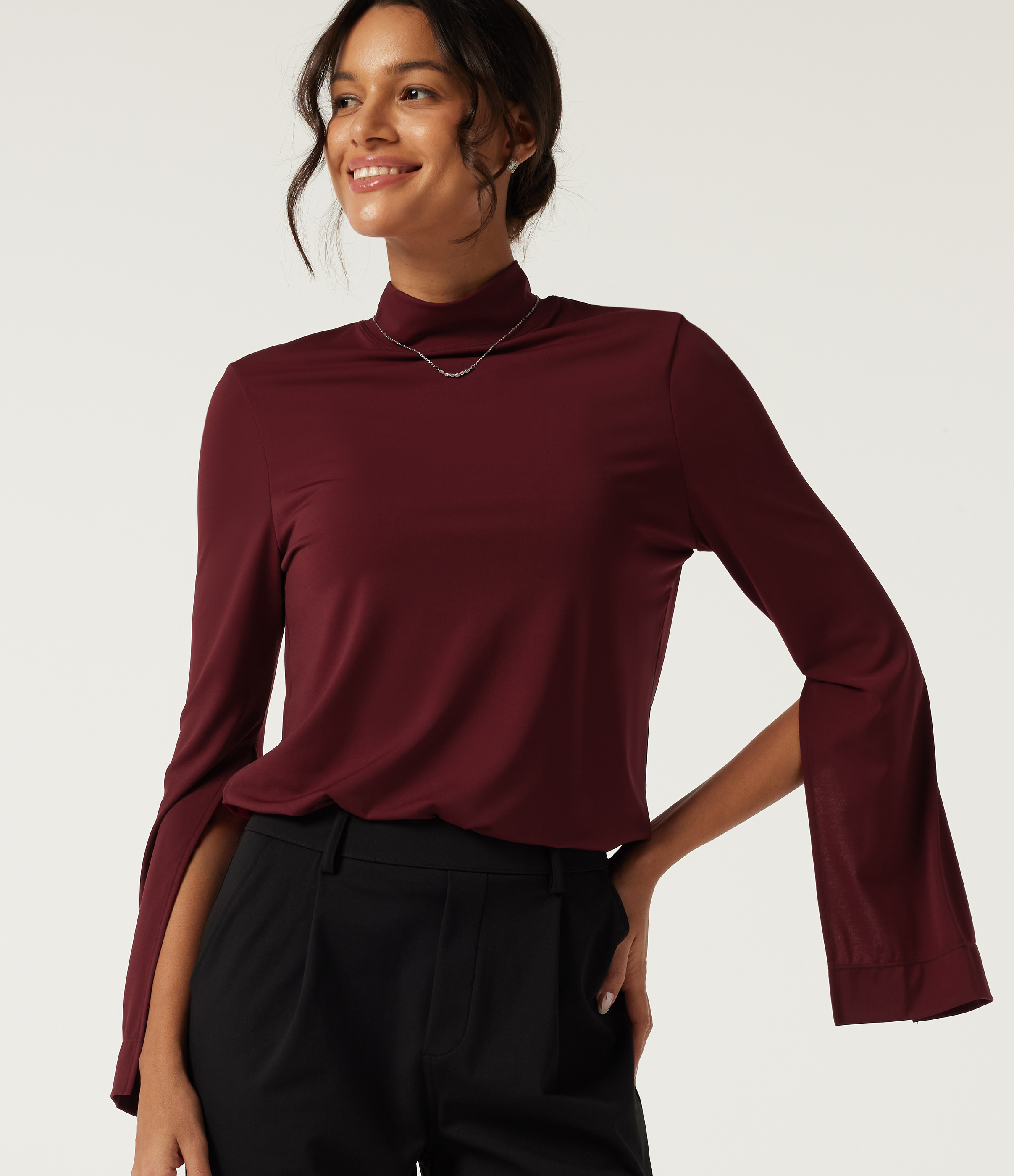 Mock Neck Long Sleeve Work Top