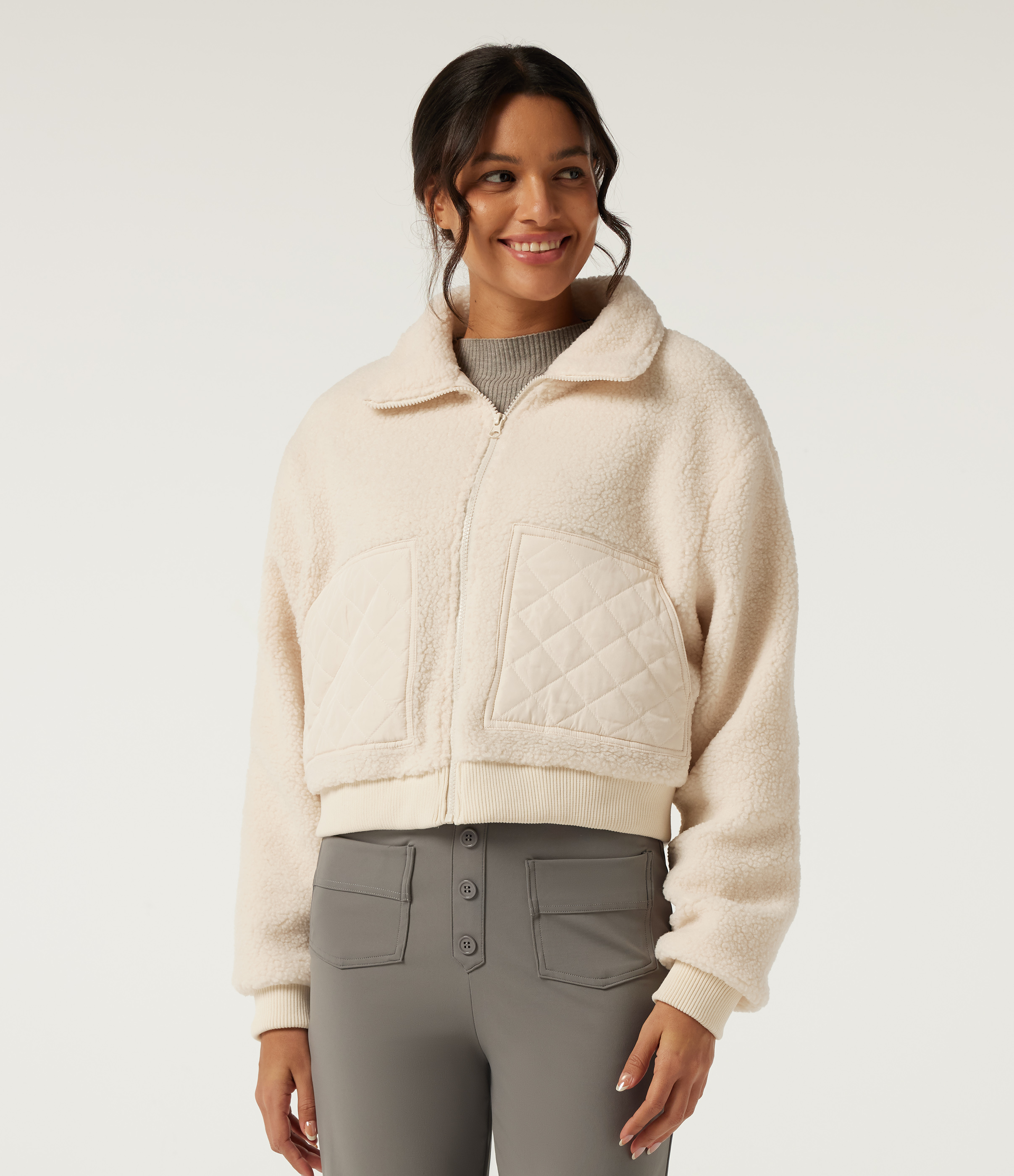 Lapel Long Sleeve Casual Sherpa Jacket with Pockets