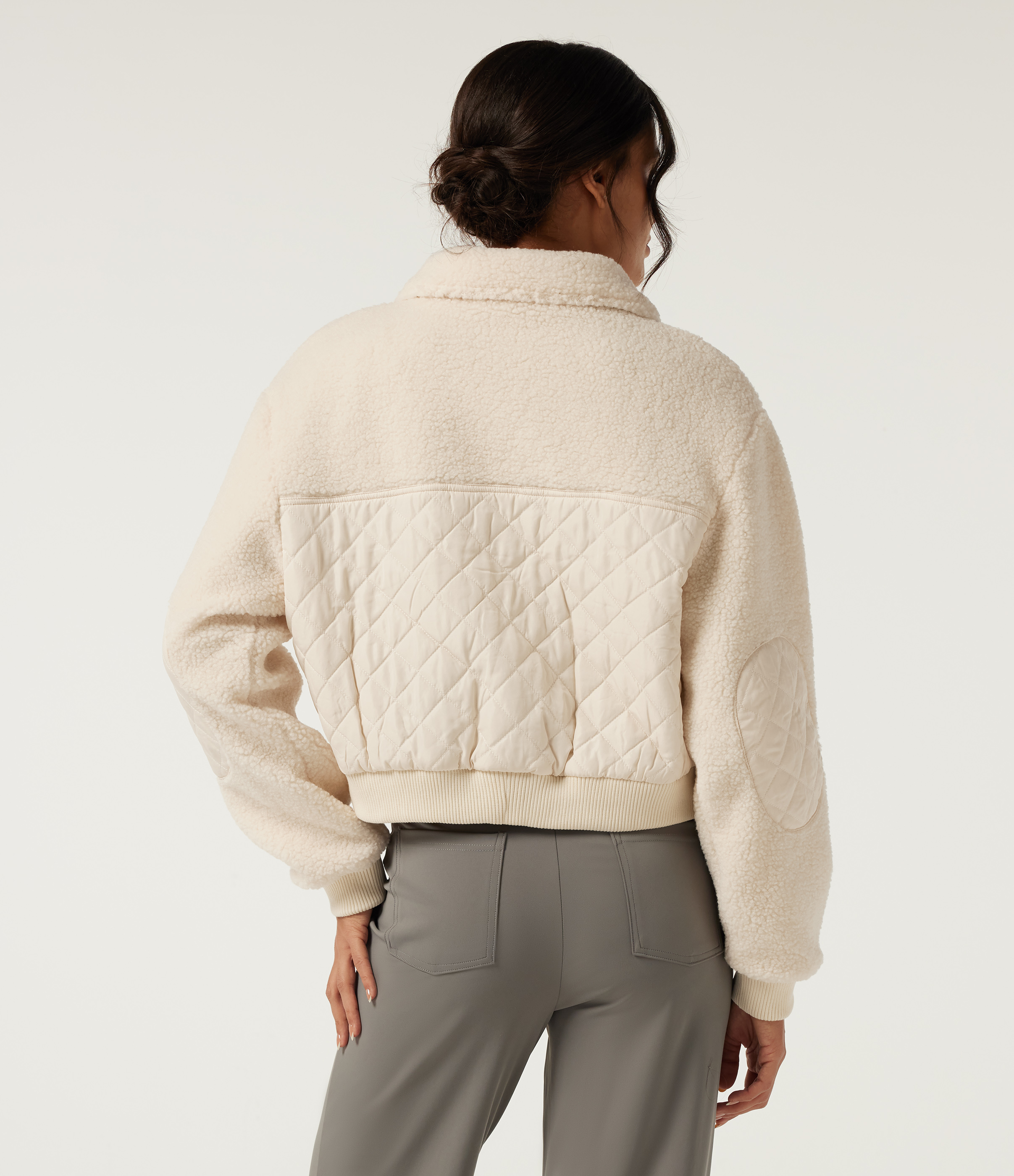 Arctic Wolf Lapel Long Sleeve Casual Sherpa Jacket with Pockets / 2