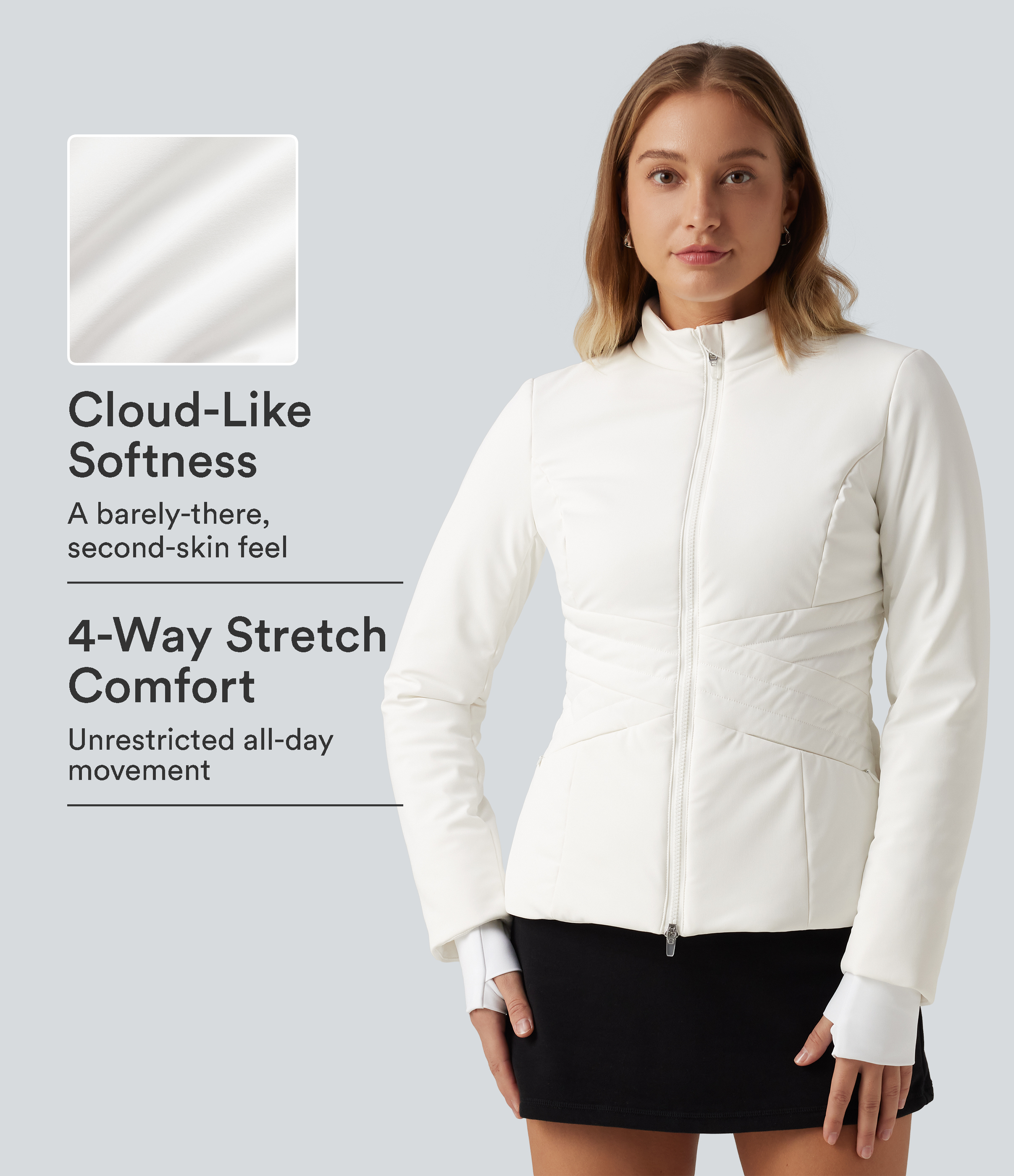PuffFlex Long Sleeve Double Zipper Casual Padded Jacket with Pockets