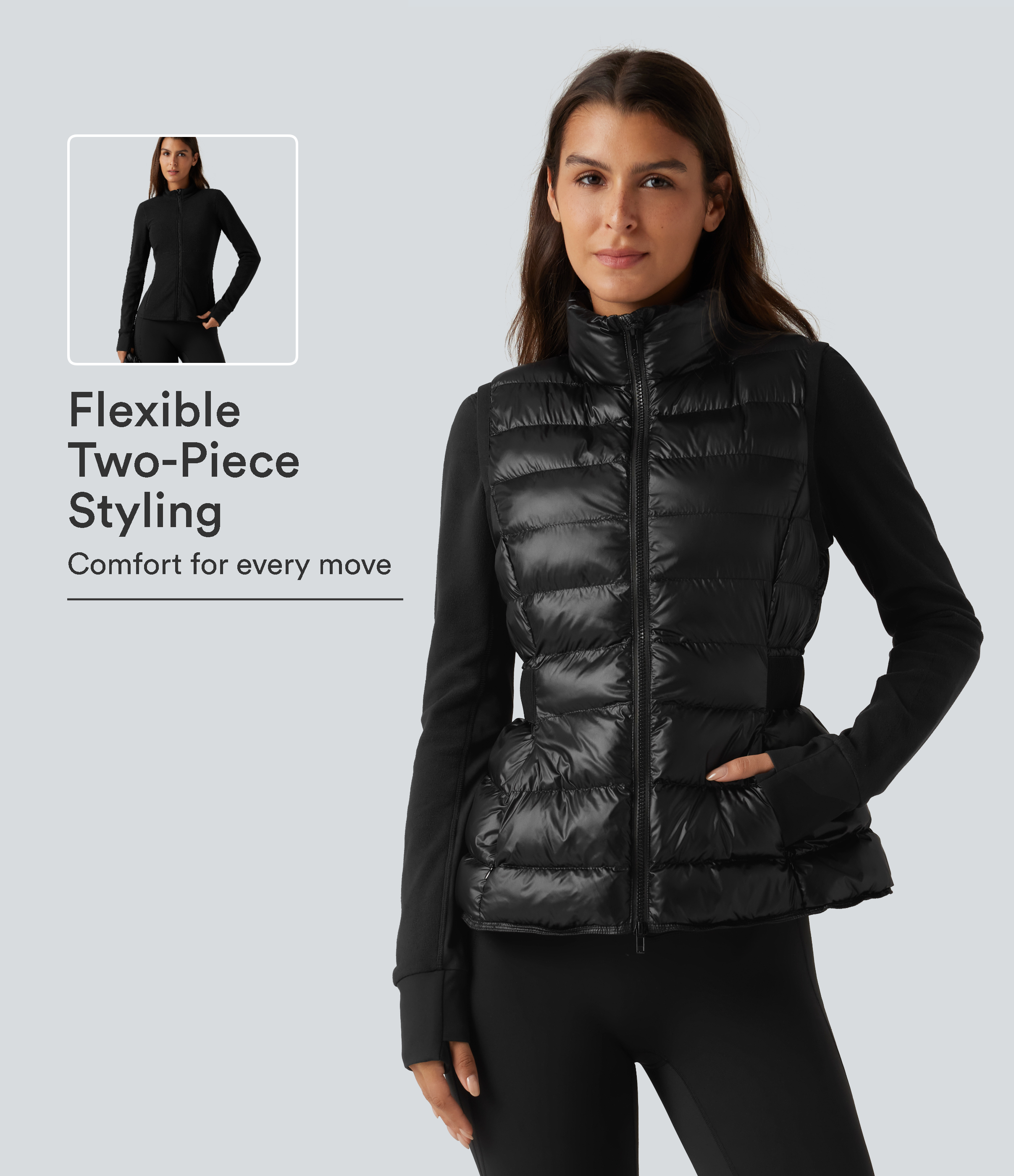 2-Piece Workout Padded Vest & Jacket with Pockets